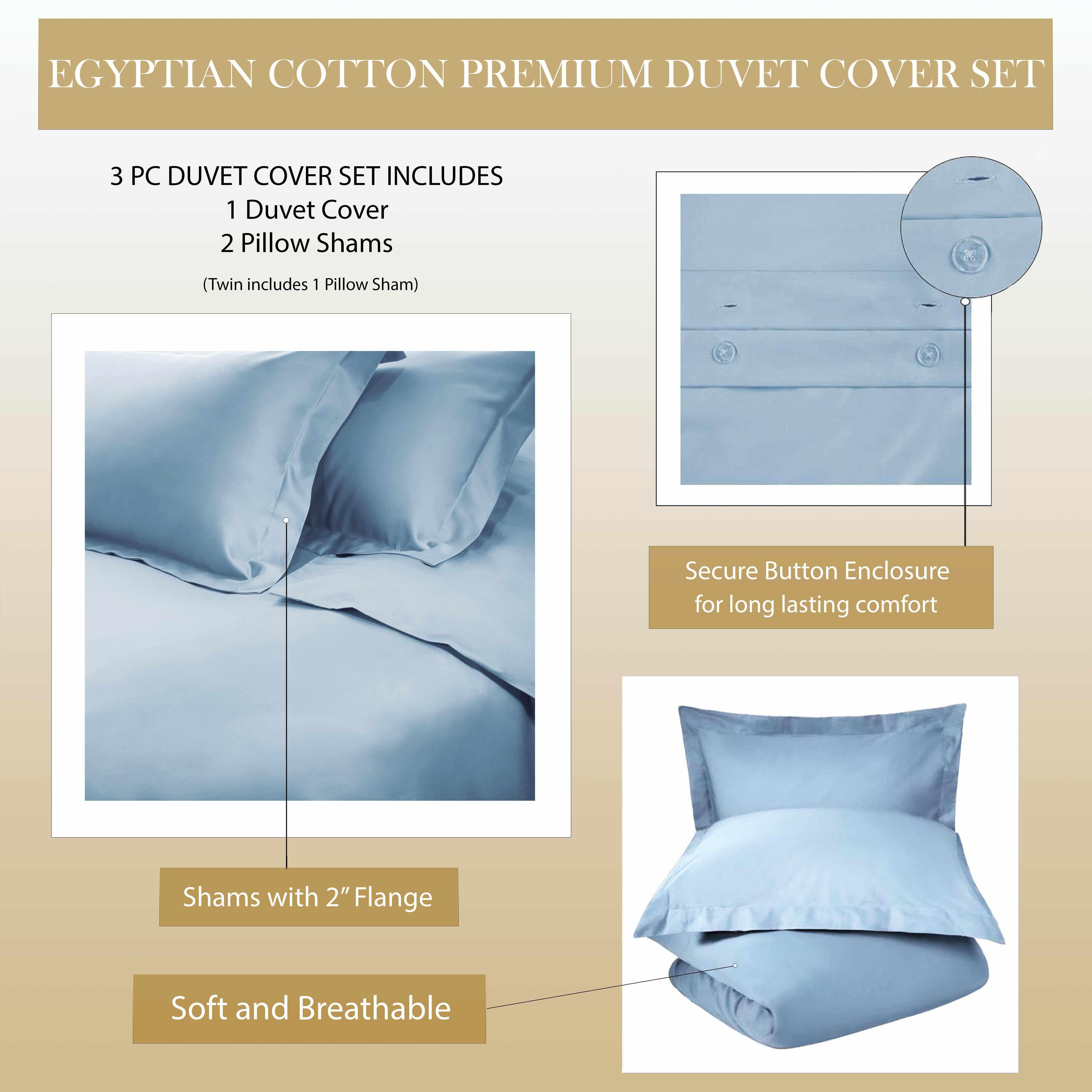 1500 Thread Count Egyptian Cotton Solid Duvet Cover Set - Blue Nile Mills