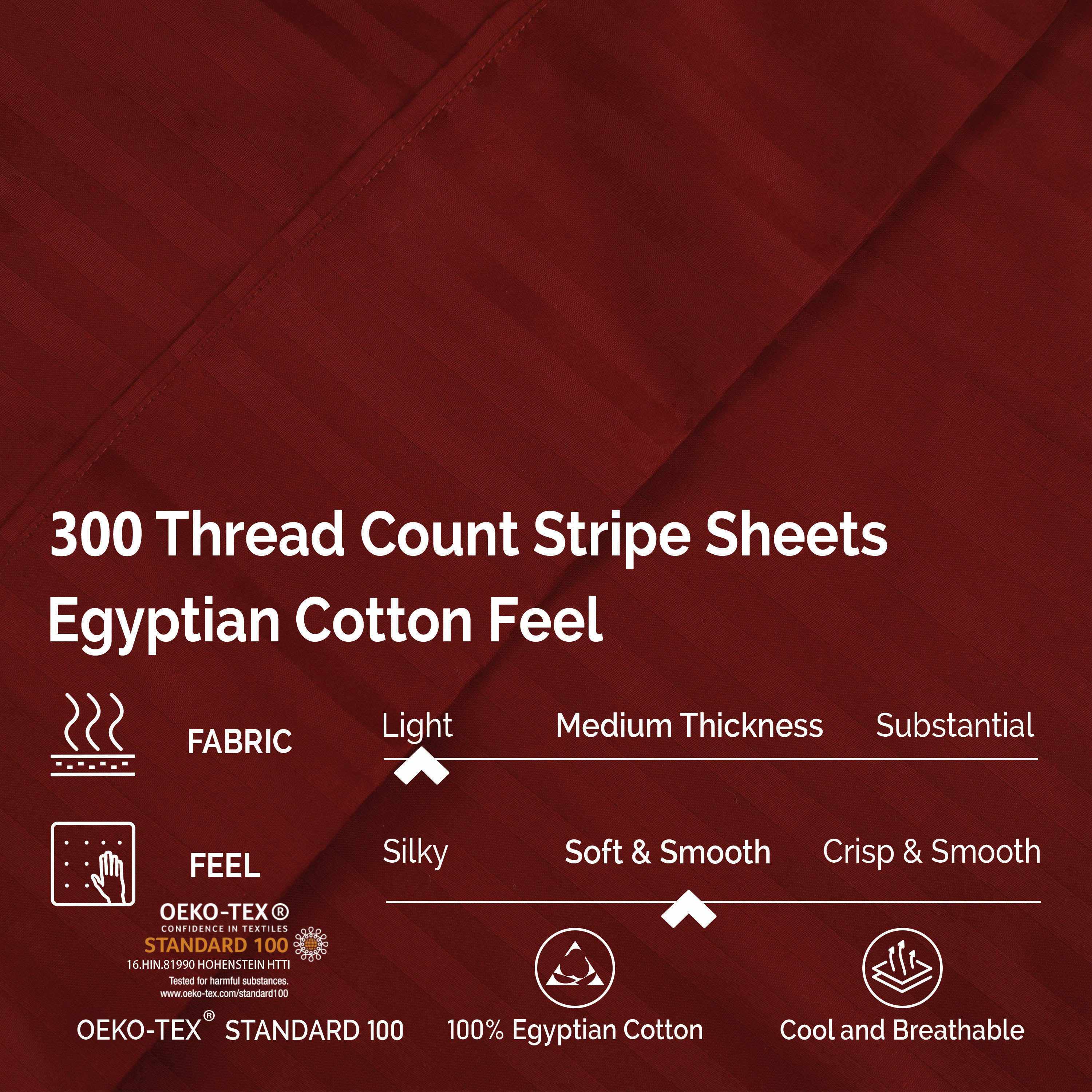 Egyptian Cotton 300 Thread Count Striped Deep Pocket Sheet Set - Blue Nile Mills