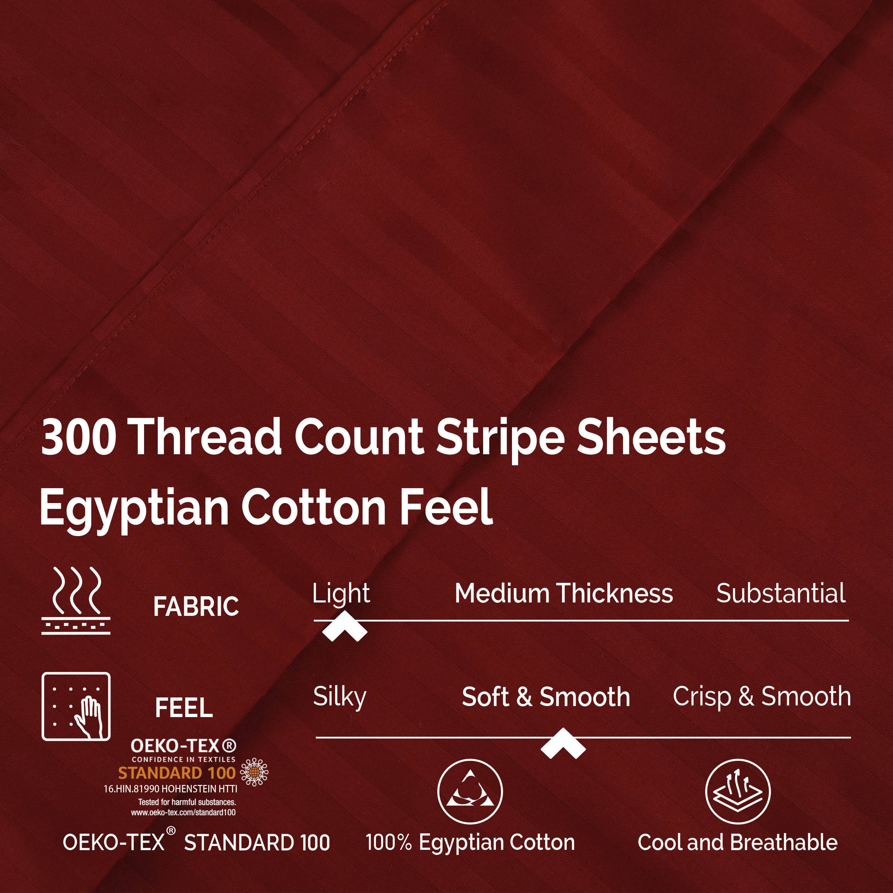 Egyptian Cotton 300 Thread Count Striped Deep Pocket Sheet Set - Blue Nile Mills