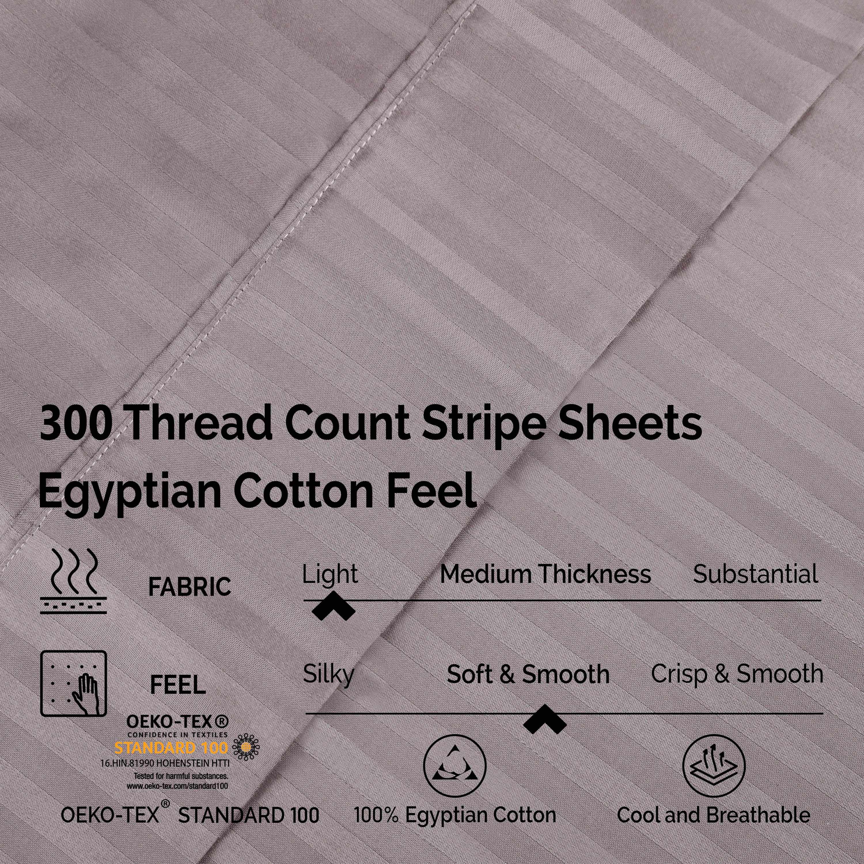 Egyptian Cotton 300 Thread Count Striped Deep Pocket Sheet Set - Blue Nile Mills