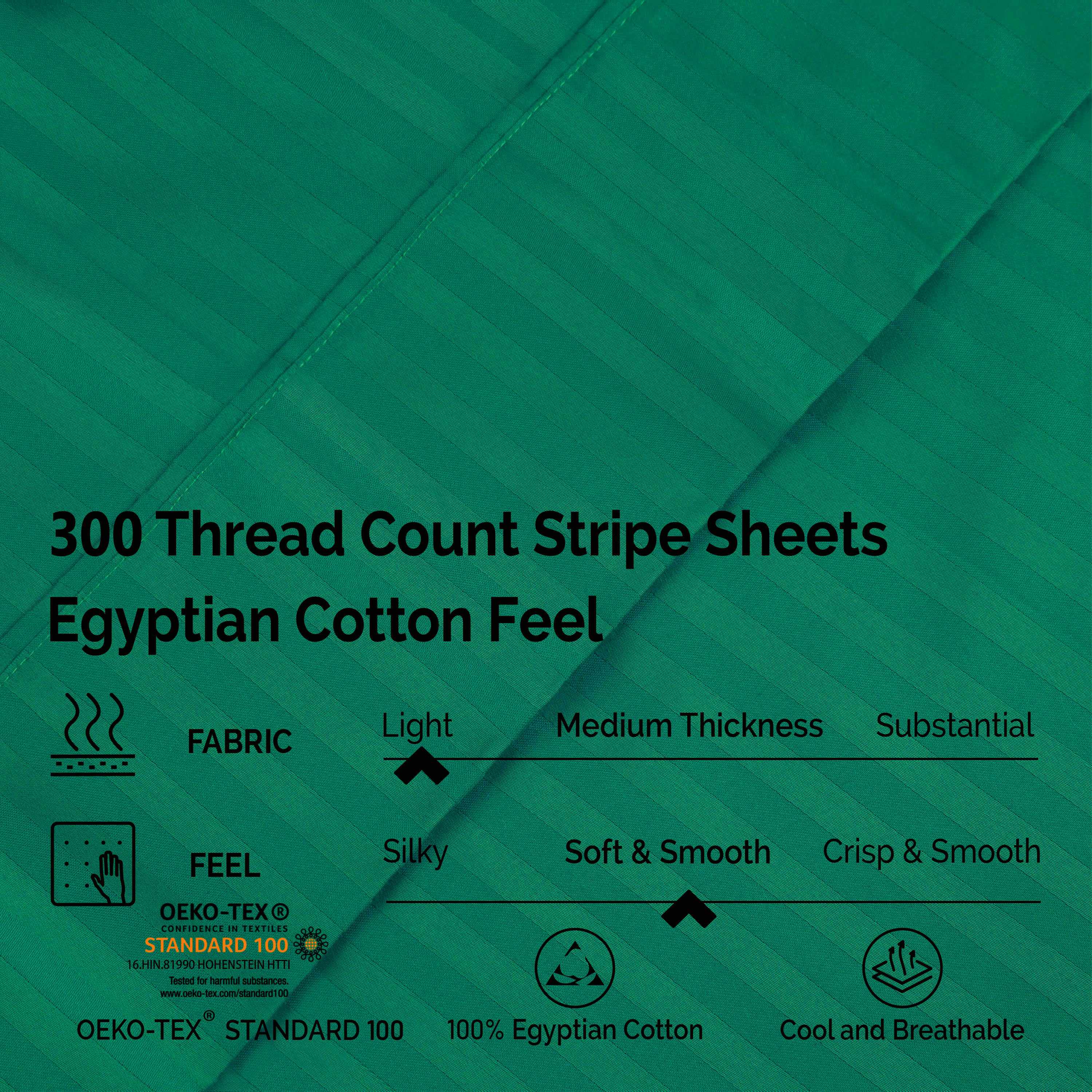 Egyptian Cotton 300 Thread Count Striped Deep Pocket Sheet Set - Blue Nile Mills