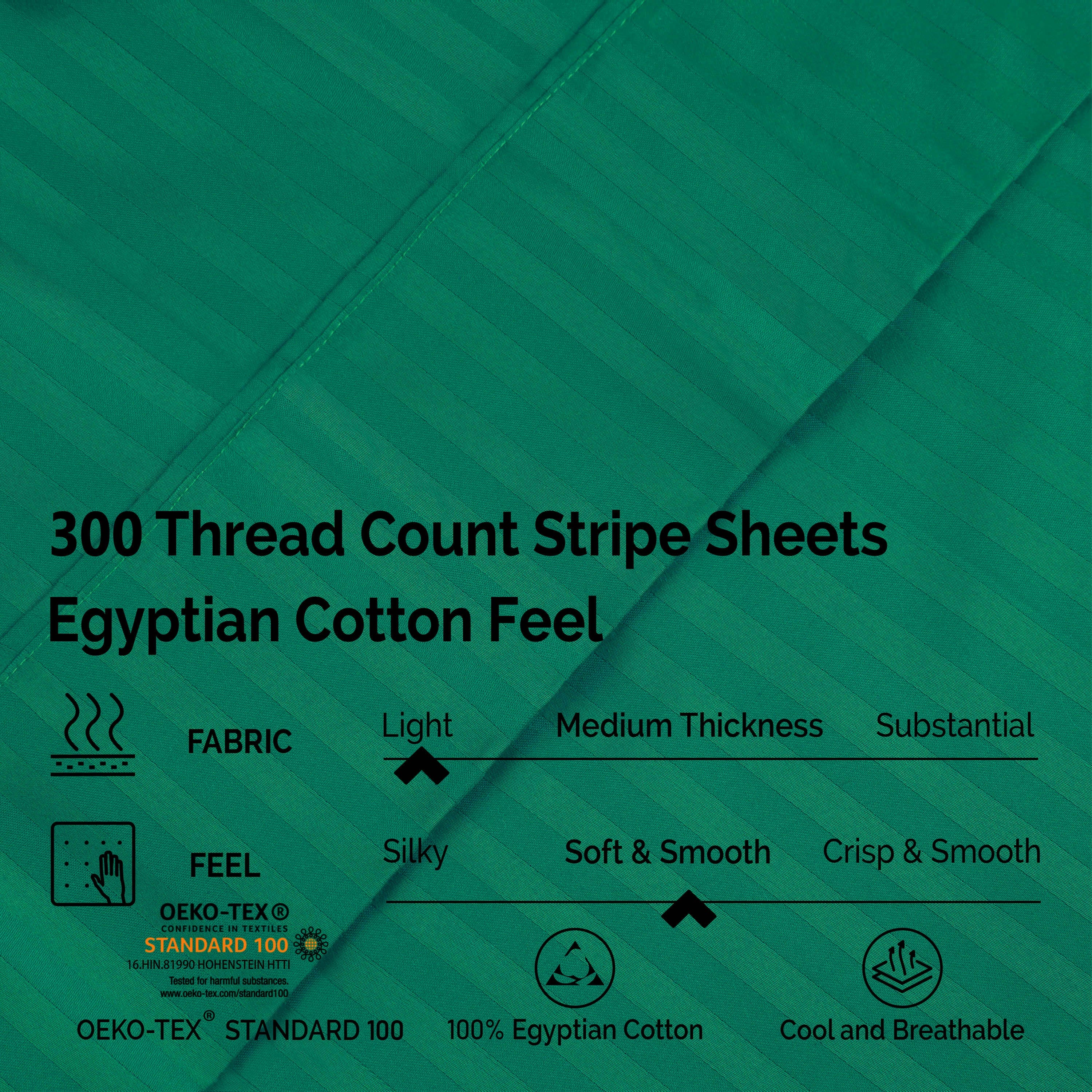 Egyptian Cotton 300 Thread Count Striped Deep Pocket Sheet Set - Blue Nile Mills