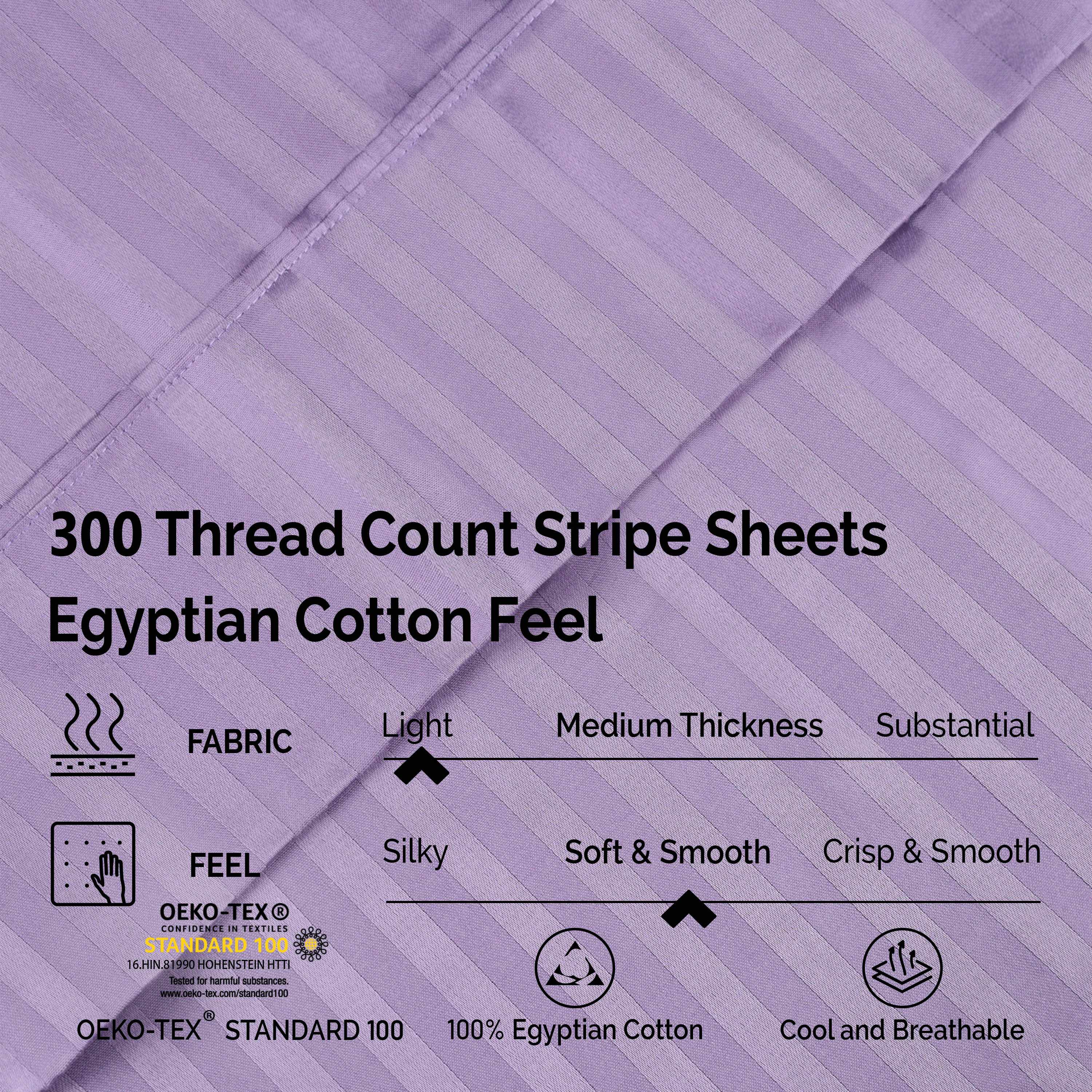 Egyptian Cotton 300 Thread Count Striped Deep Pocket Sheet Set - Blue Nile Mills