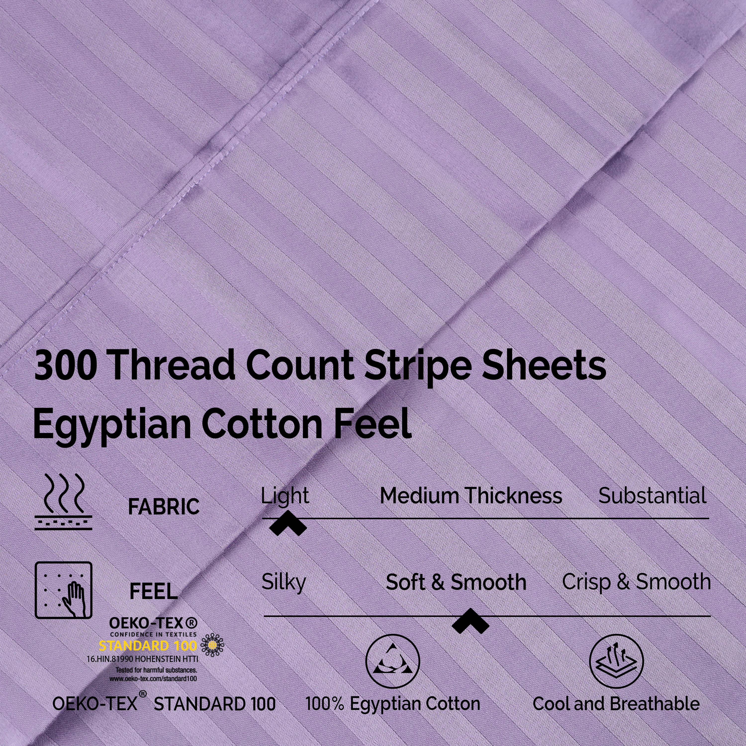 Egyptian Cotton 300 Thread Count Striped Deep Pocket Sheet Set - Blue Nile Mills
