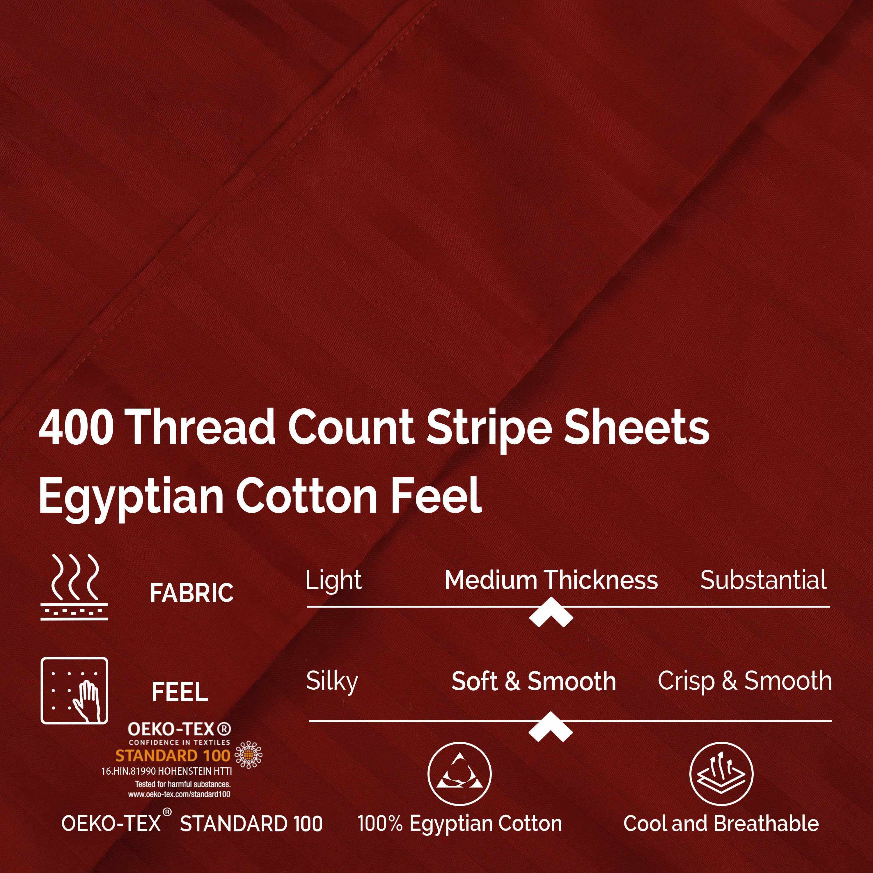 Egyptian Cotton 400 Thread Count Striped Deep Pocket Sheet Set - Blue Nile Mills