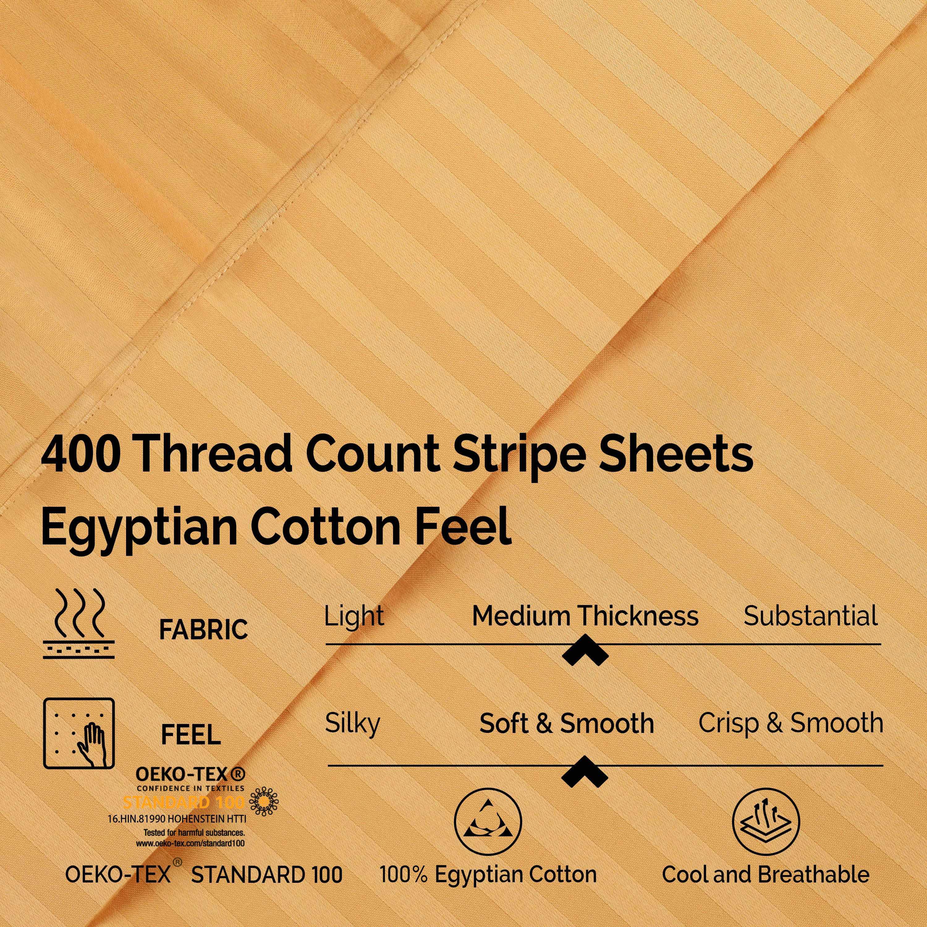 Egyptian Cotton 400 Thread Count Striped Deep Pocket Sheet Set - Blue Nile Mills