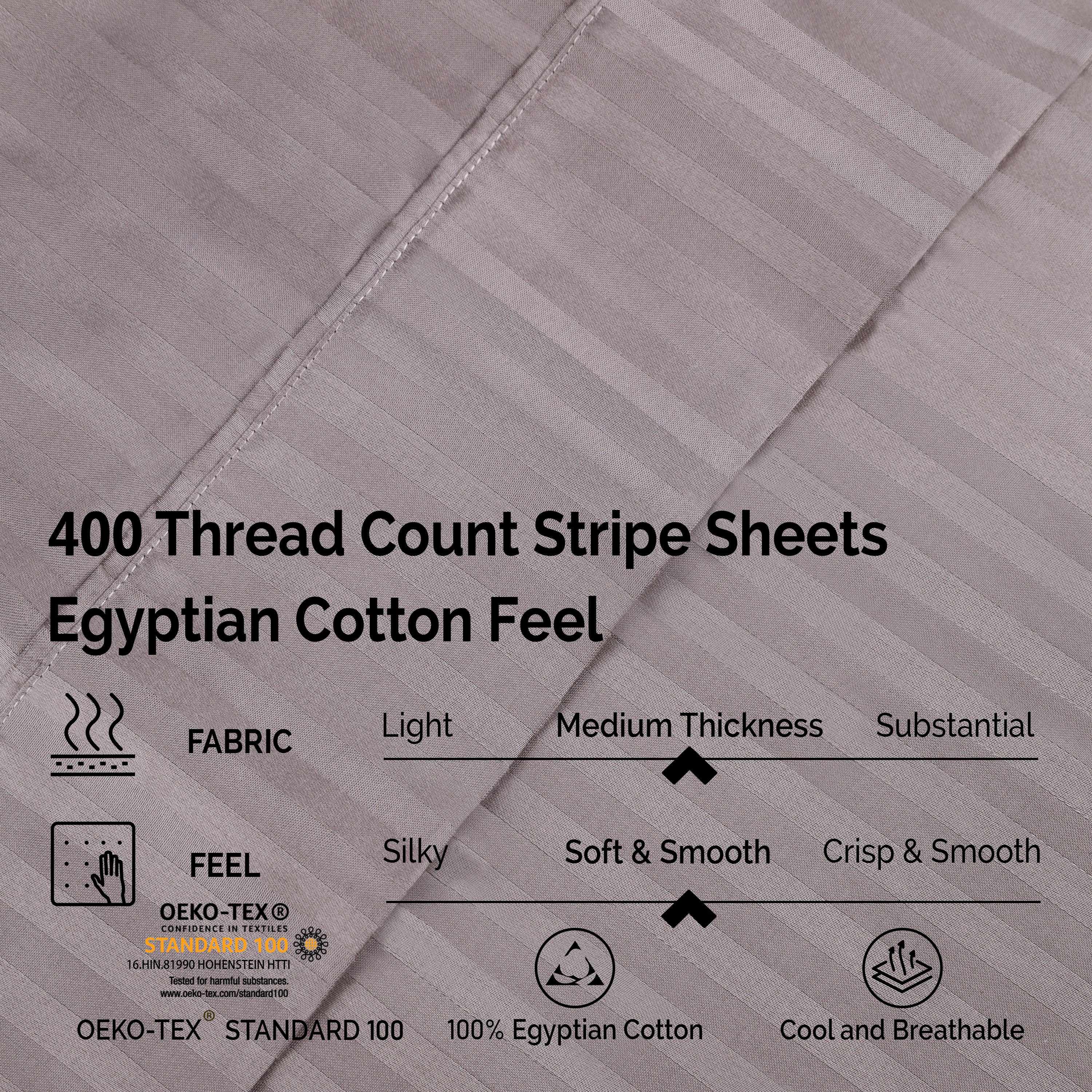 Egyptian Cotton 400 Thread Count Striped Deep Pocket Sheet Set - Blue Nile Mills
