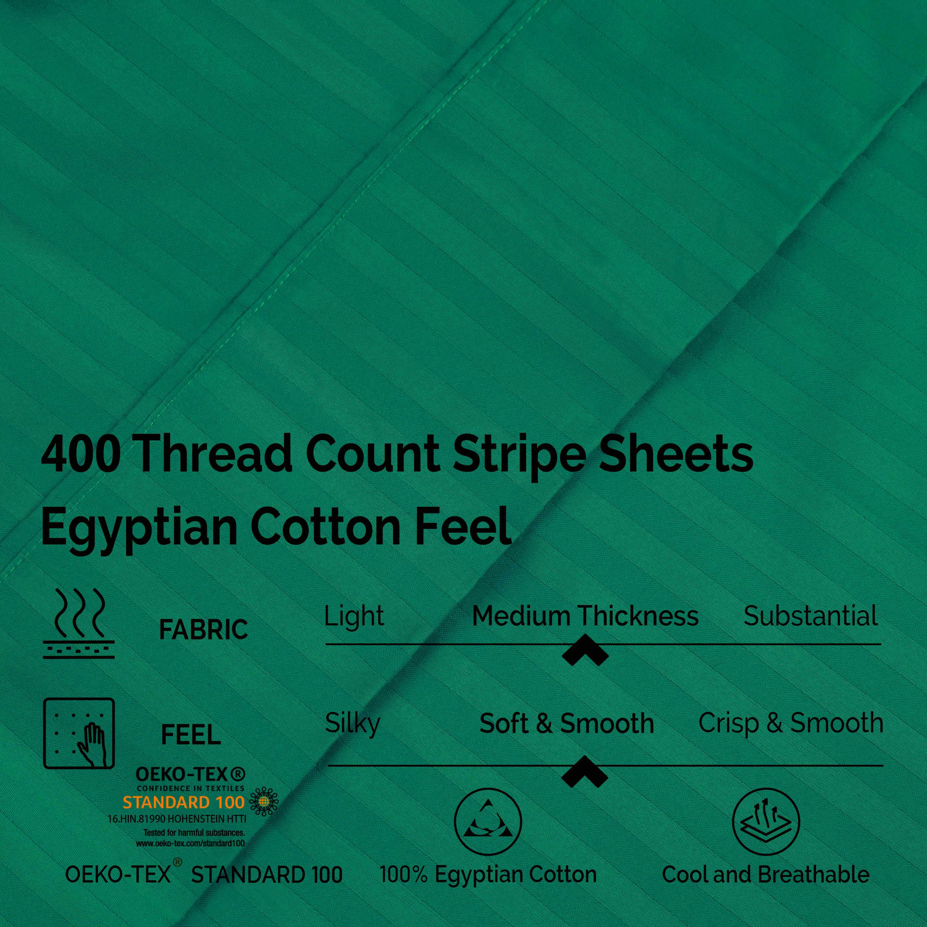 Egyptian Cotton 400 Thread Count Striped Deep Pocket Sheet Set - Blue Nile Mills
