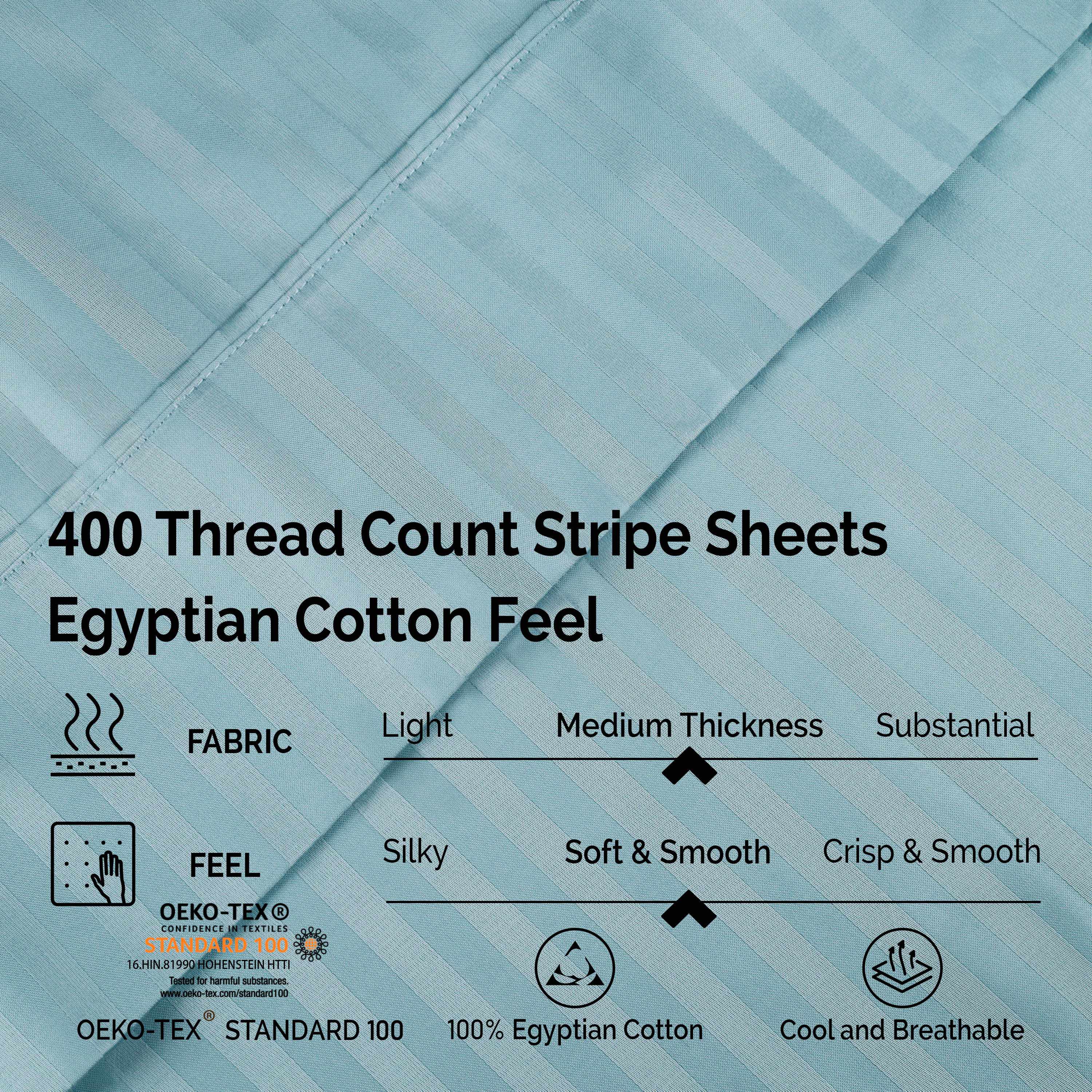 Egyptian Cotton 400 Thread Count Striped Deep Pocket Sheet Set - Blue Nile Mills