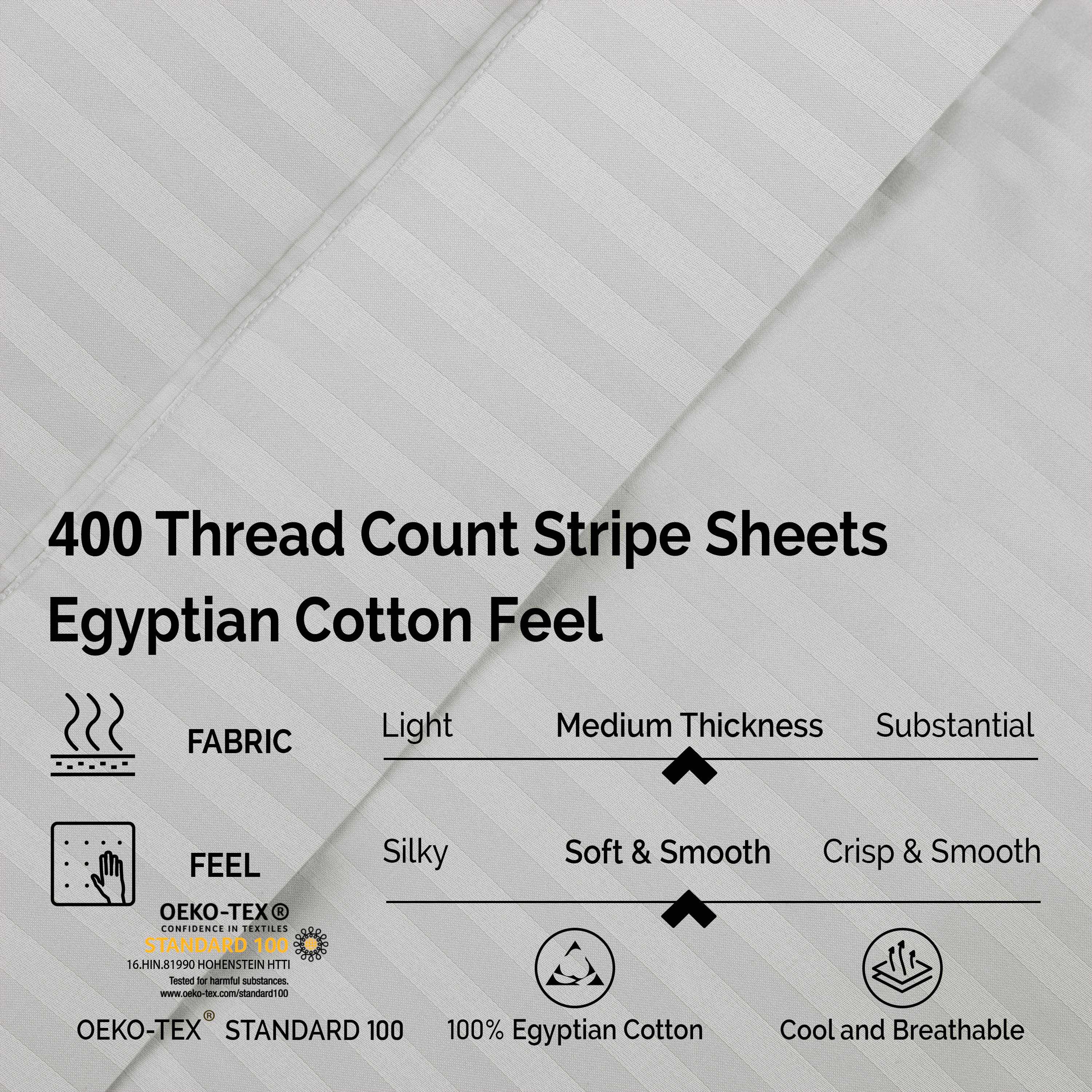 Egyptian Cotton 400 Thread Count Striped Deep Pocket Sheet Set - Blue Nile Mills