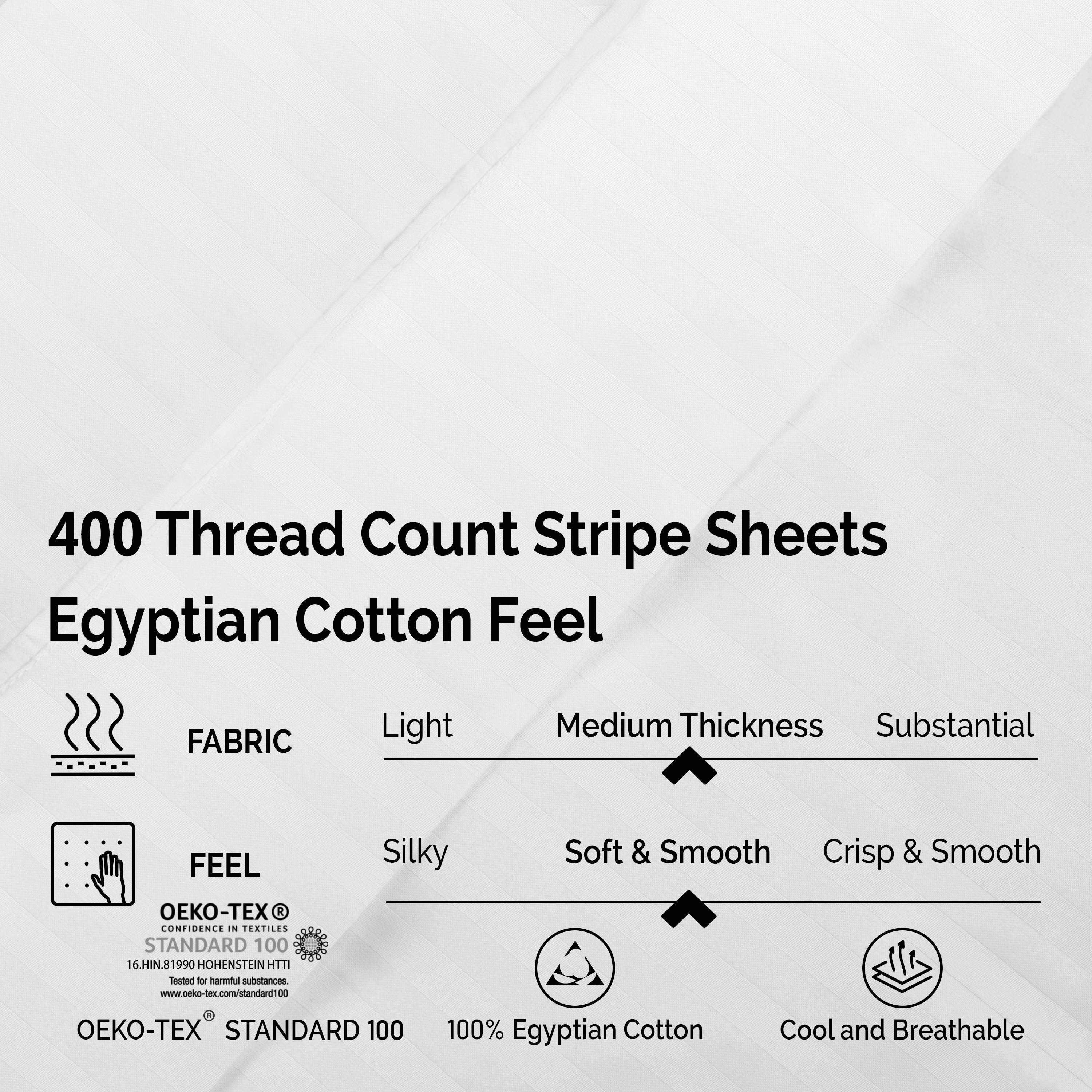 Egyptian Cotton 400 Thread Count Striped Deep Pocket Sheet Set - Blue Nile Mills