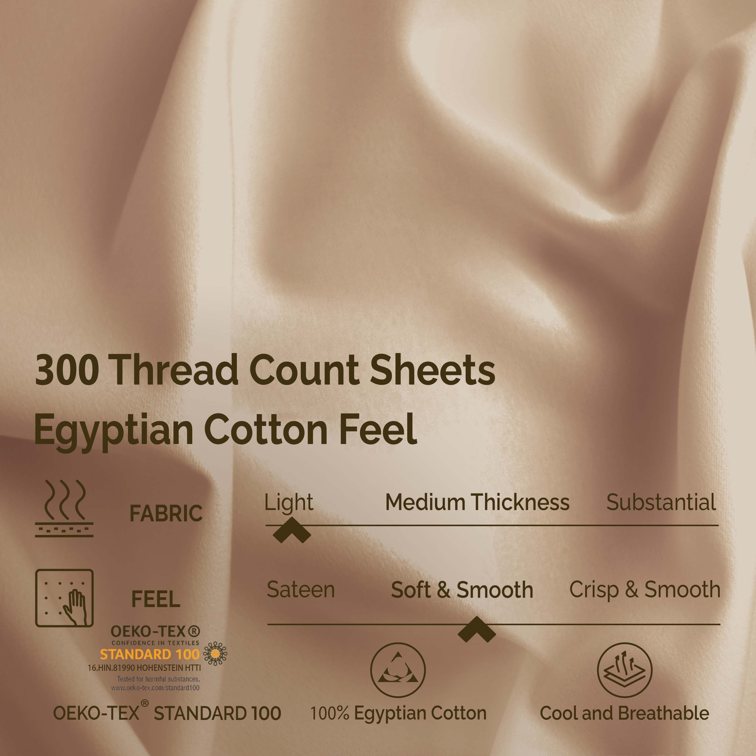 Egyptian Cotton 300 Thread Count Solid Bed Sheet Set - Blue Nile Mills