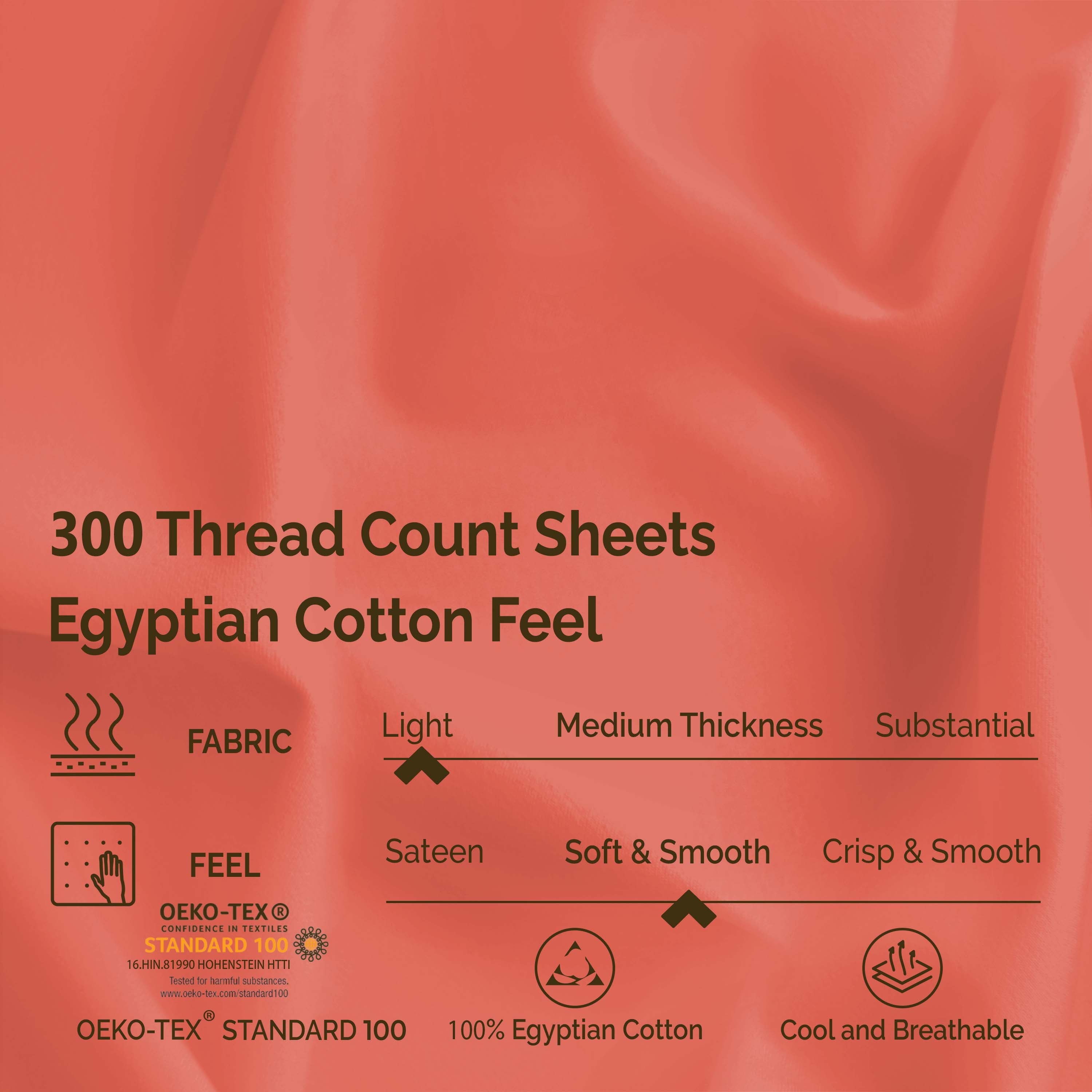 Egyptian Cotton 300 Thread Count Solid Bed Sheet Set - Blue Nile Mills