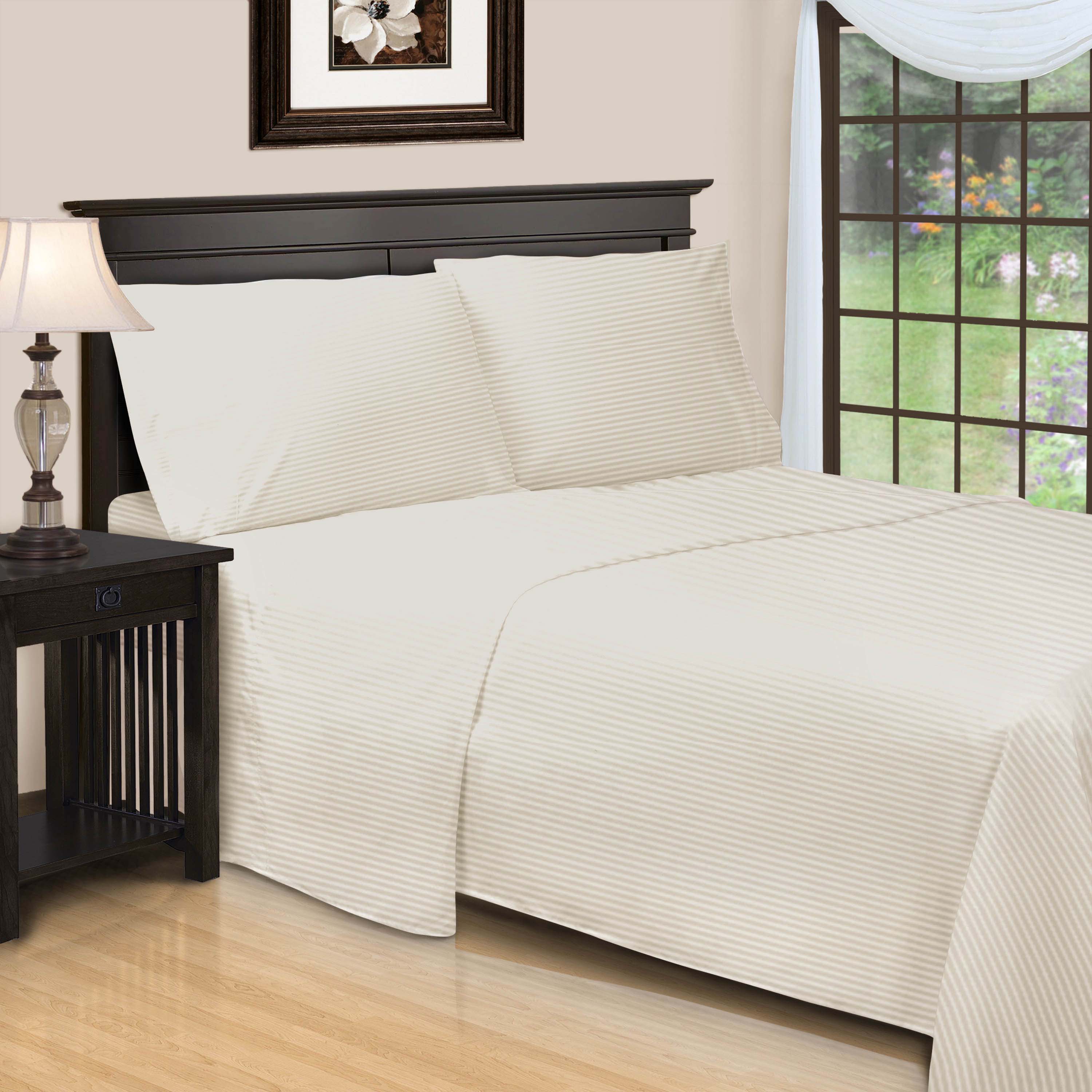Egyptian Cotton 600 Thread Count Striped Deep Pocket Sheet Set - Blue Nile Mills