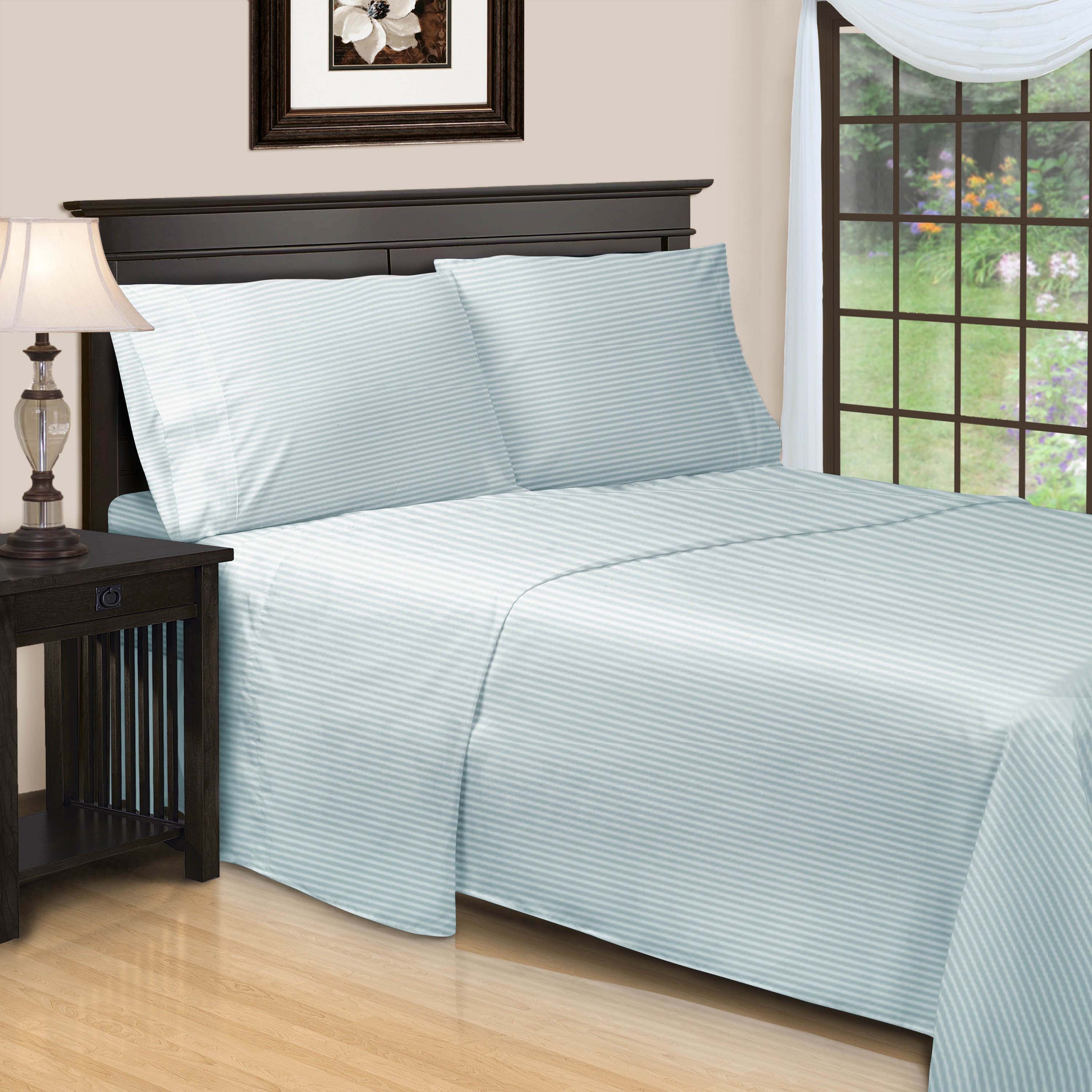 Egyptian Cotton 600 Thread Count Striped Deep Pocket Sheet Set - Blue Nile Mills