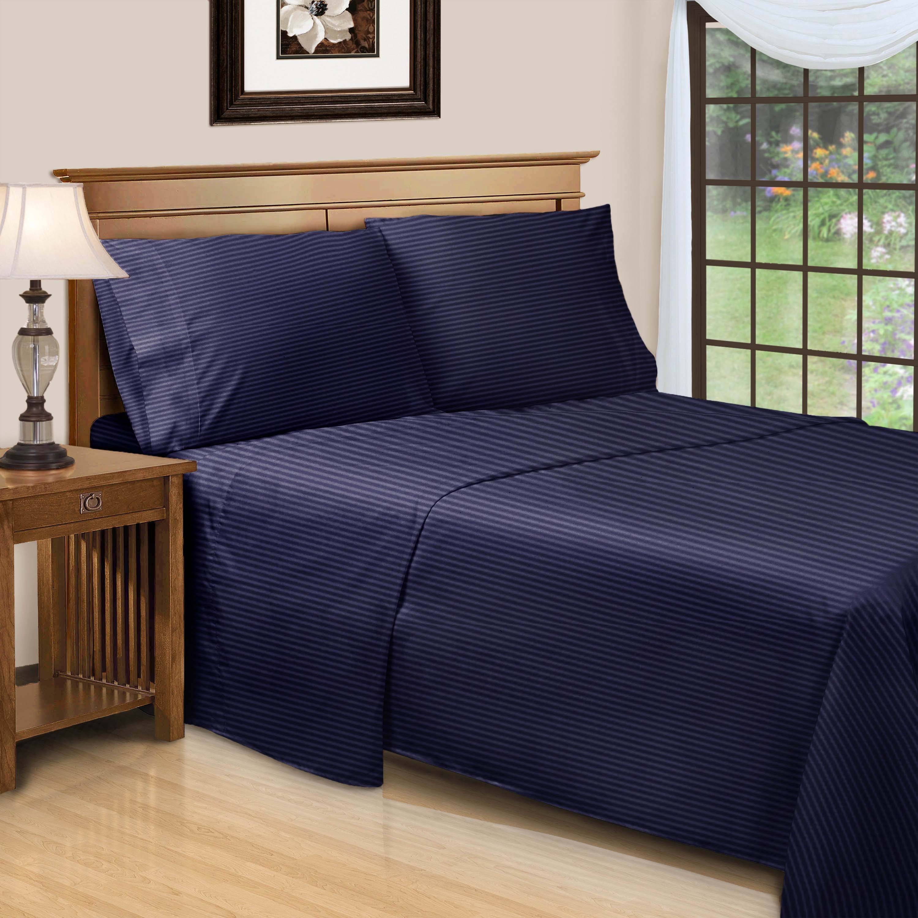 Egyptian Cotton 600 Thread Count Striped Deep Pocket Sheet Set - Blue Nile Mills