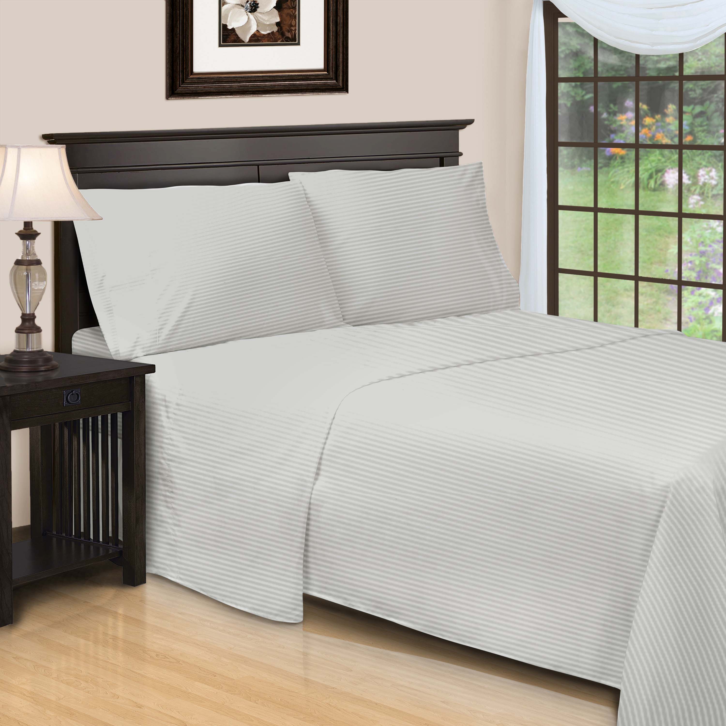 Egyptian Cotton 600 Thread Count Striped Deep Pocket Sheet Set - Blue Nile Mills