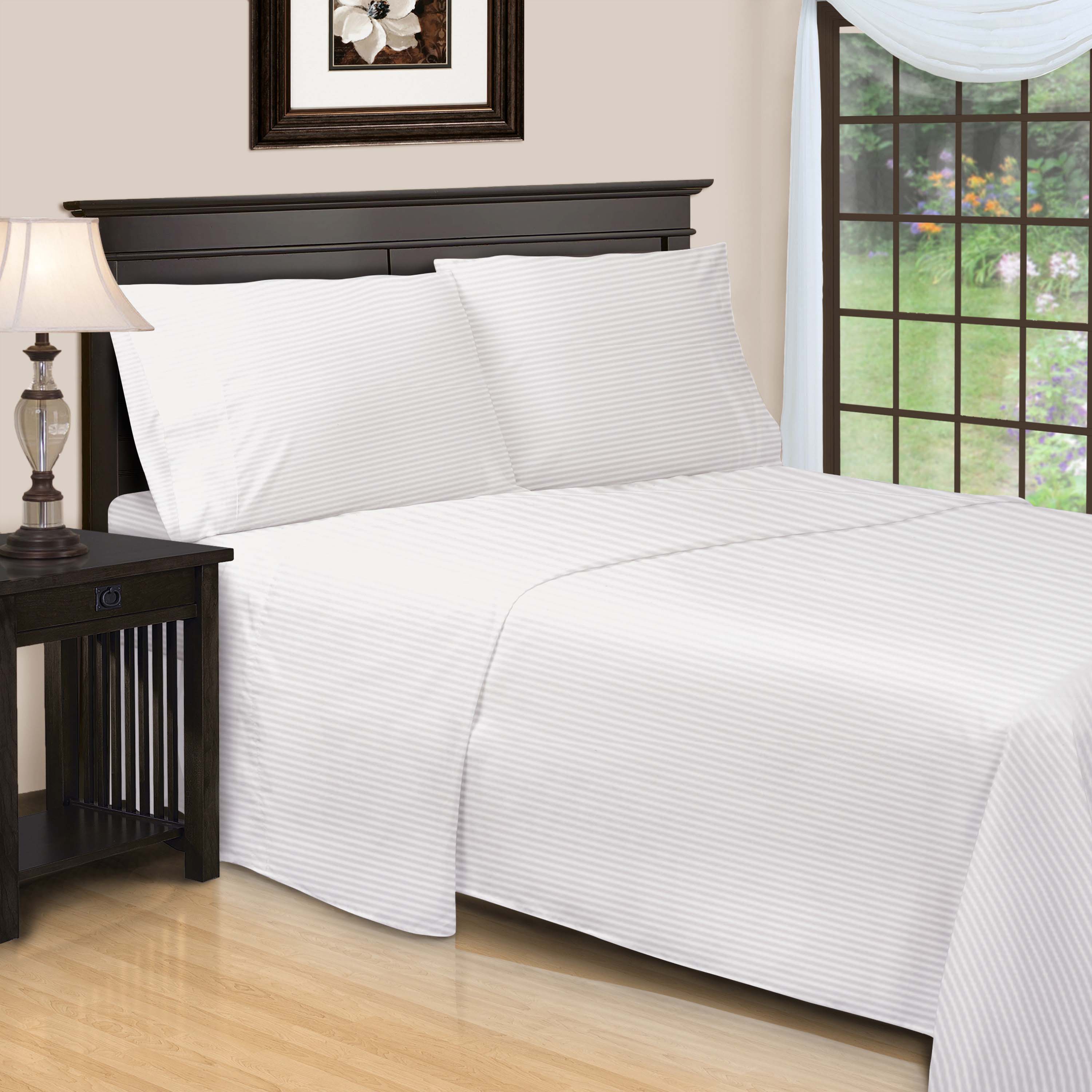 Egyptian Cotton 600 Thread Count Striped Deep Pocket Sheet Set - Blue Nile Mills