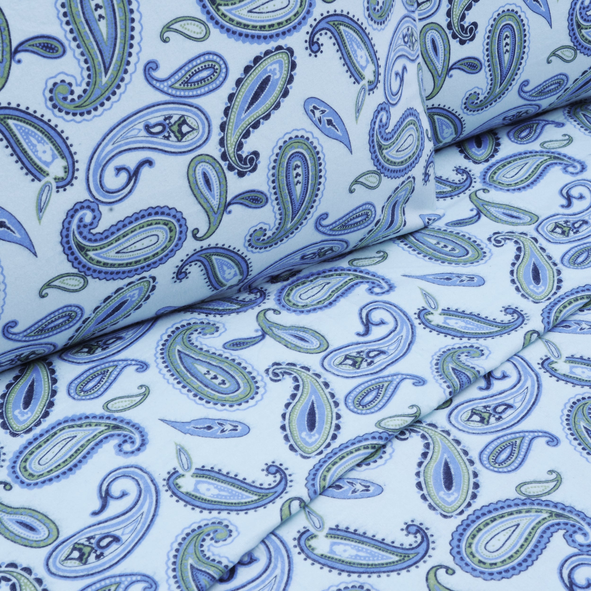 Flannel Cotton Floral Paisley Deep Pocket Bed Sheet Set - Blue Nile Mills