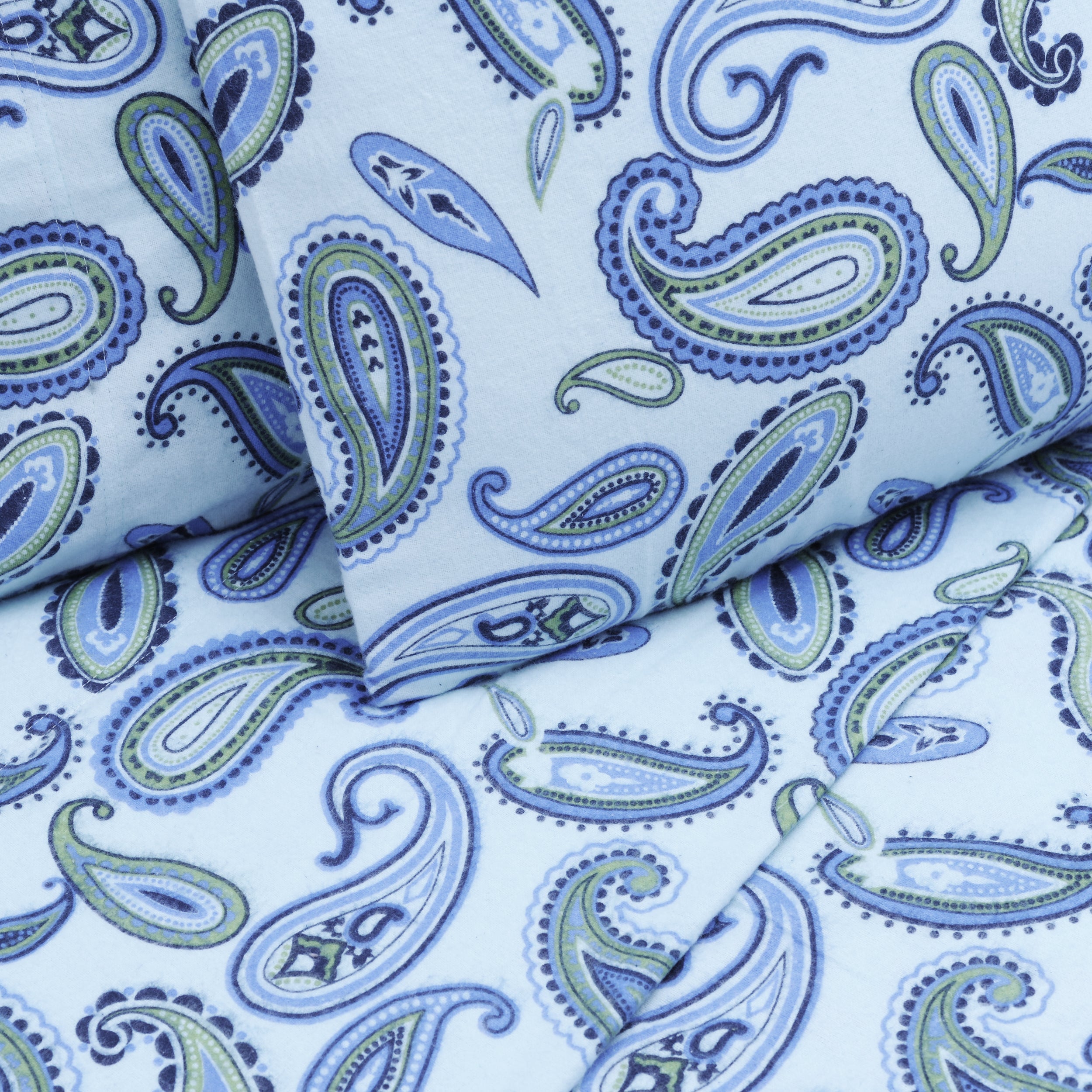 Flannel Cotton Floral Paisley Deep Pocket Bed Sheet Set - Blue Nile Mills