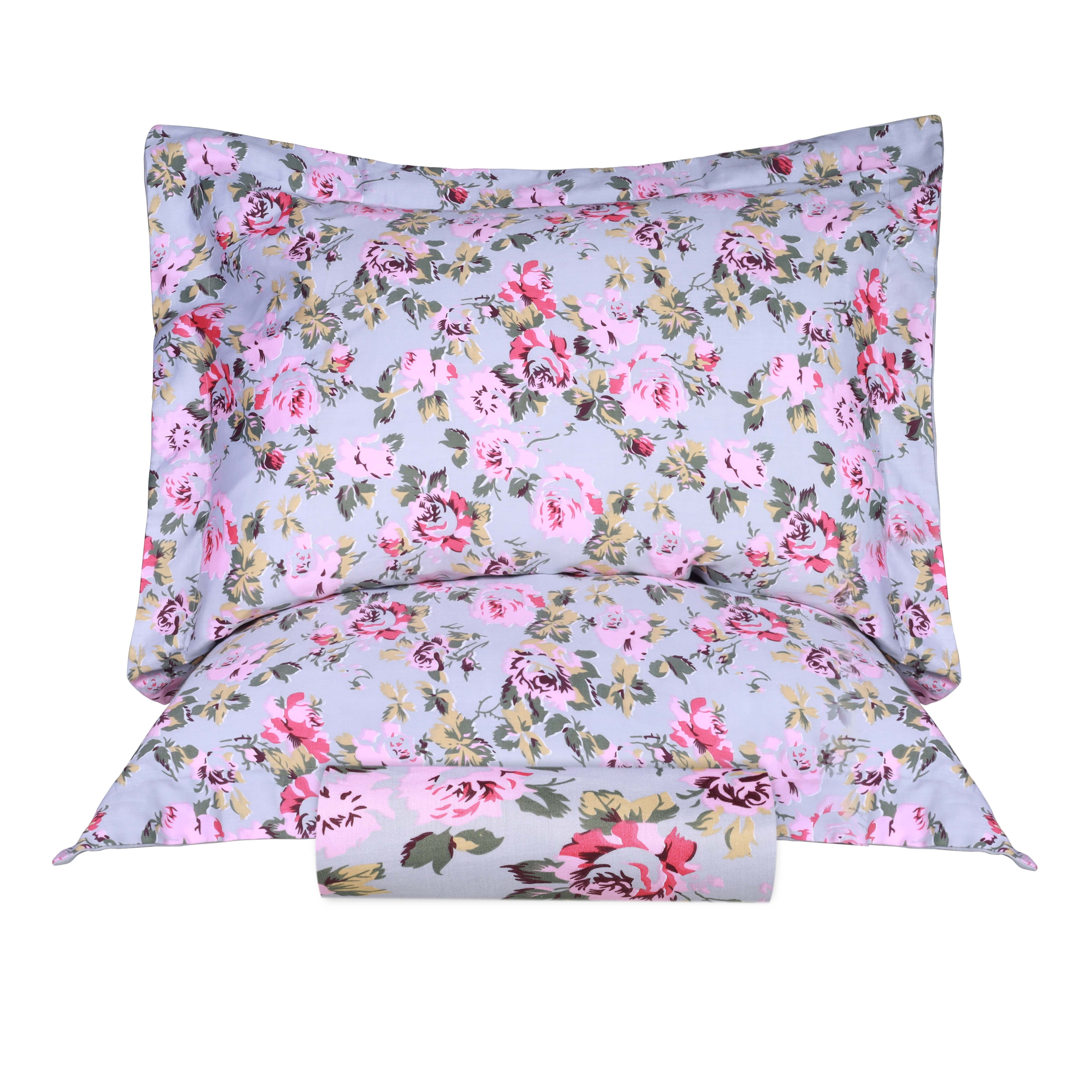 300 Thread Count Solid or Floral Cotton All Season Duvet Cover Set - Blue Nile Mills