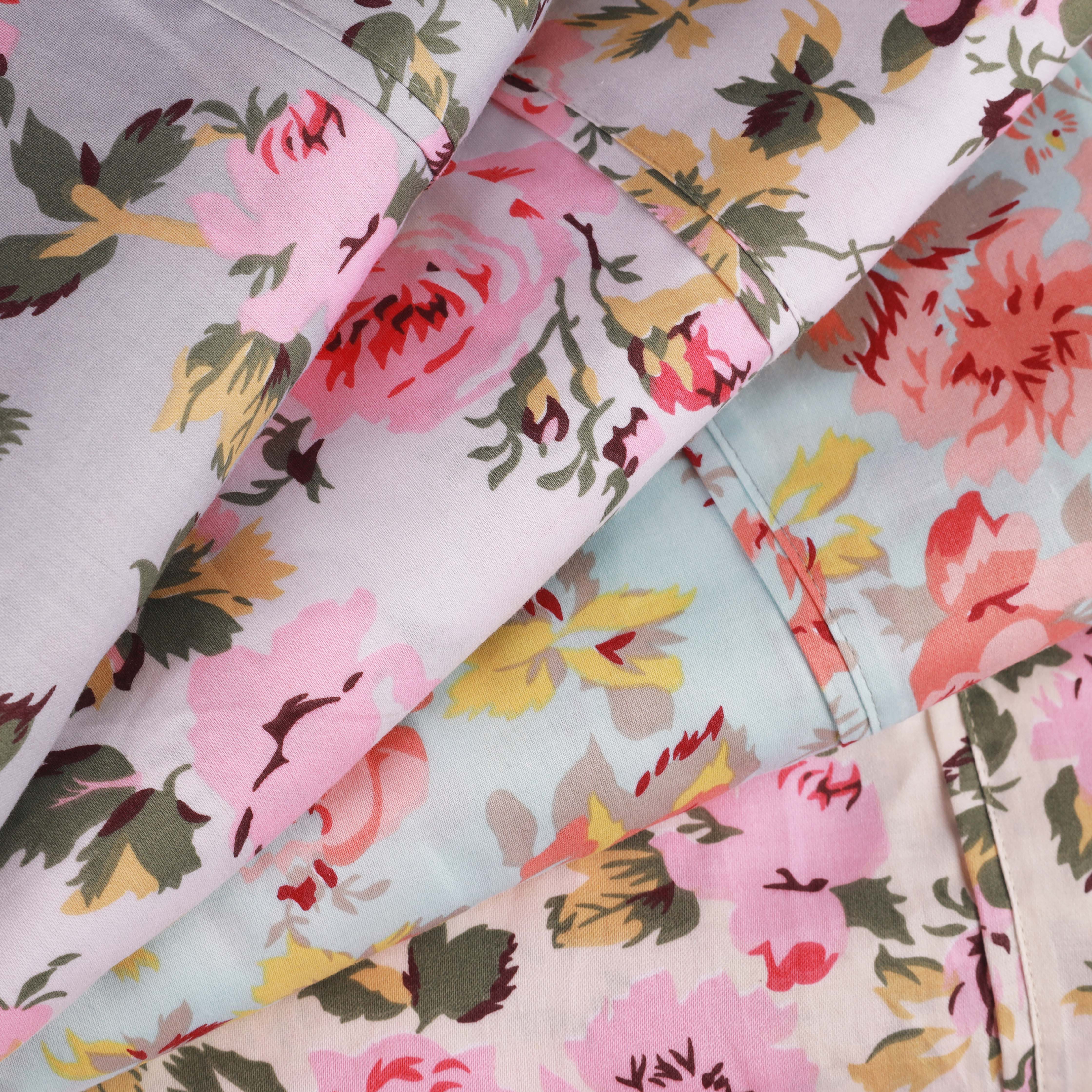 300 Thread Count Solid or Floral Cotton All Season Duvet Cover Set - Blue Nile Mills