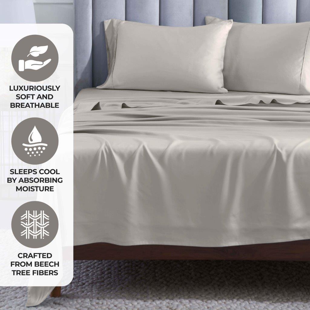 Modal From Beechwood 400 Thread Count Cooling Solid Pillowcase Set - Blue Nile Mills