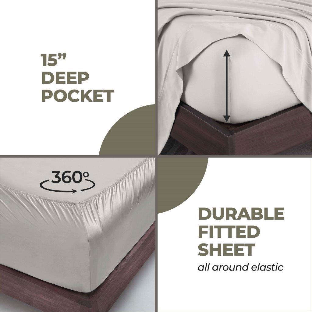 Modal From Beechwood 400 Thread Count Solid Deep Pocket Bed Sheet Set - Blue Nile Mills