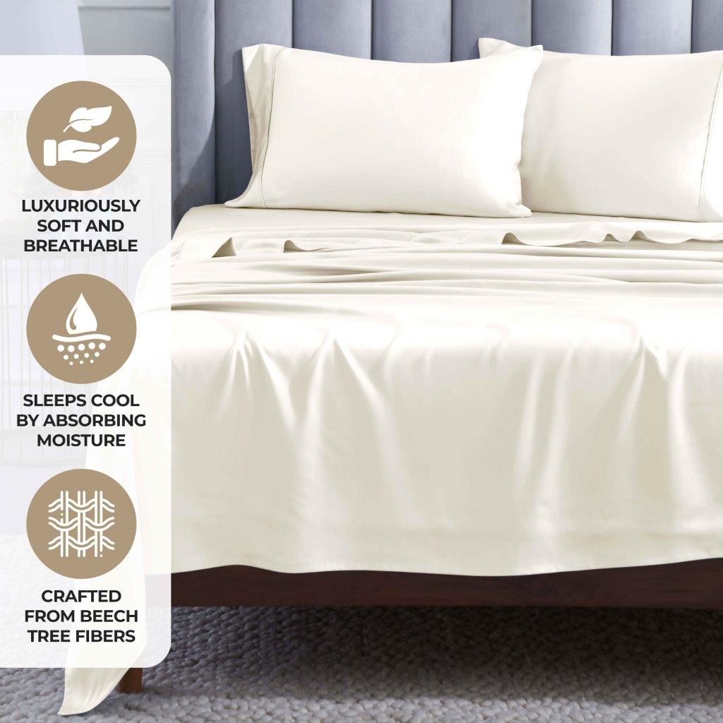 Modal From Beechwood 400 Thread Count Cooling Solid Pillowcase Set - Blue Nile Mills