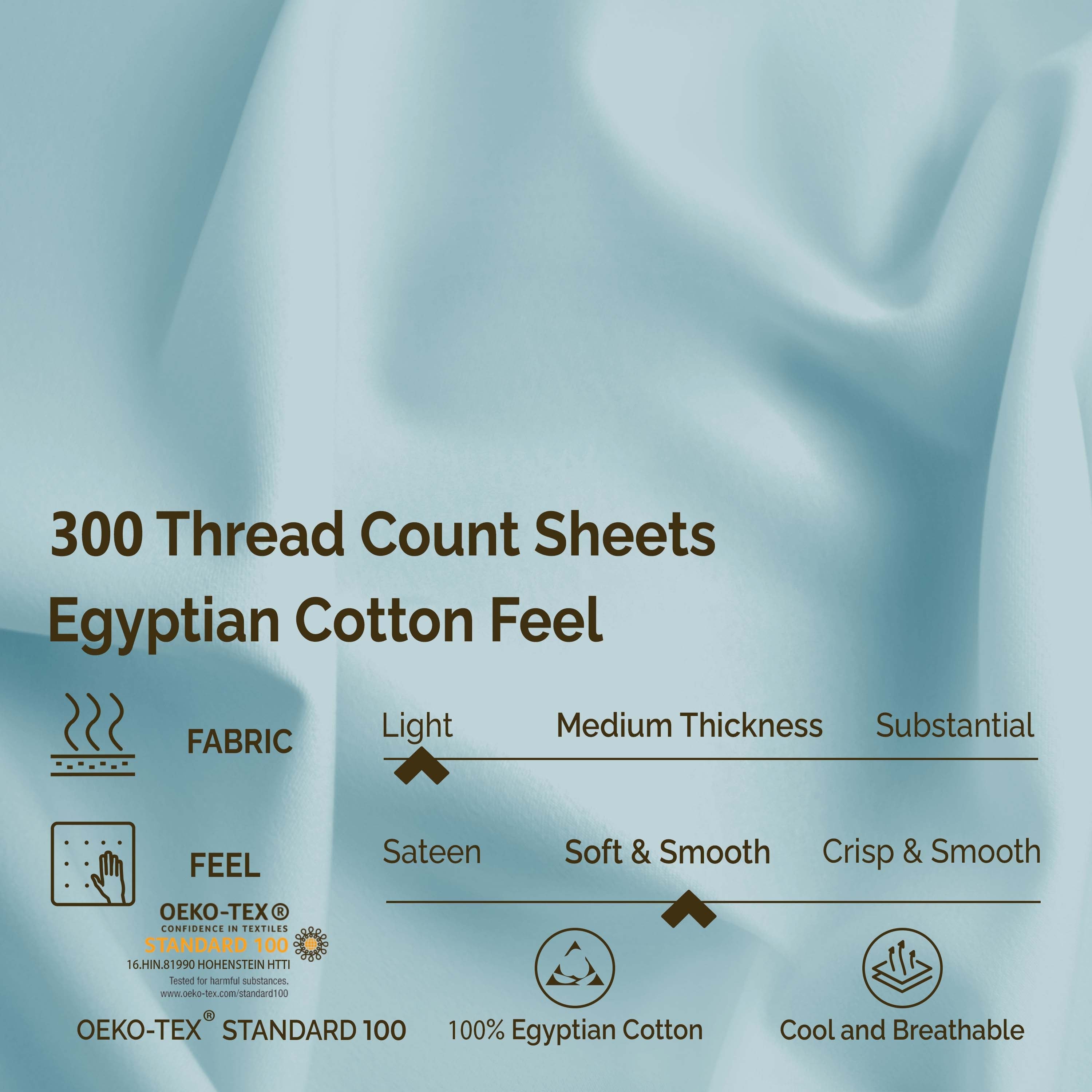 Egyptian Cotton 300 Thread Count Solid Bed Sheet Set - Blue Nile Mills