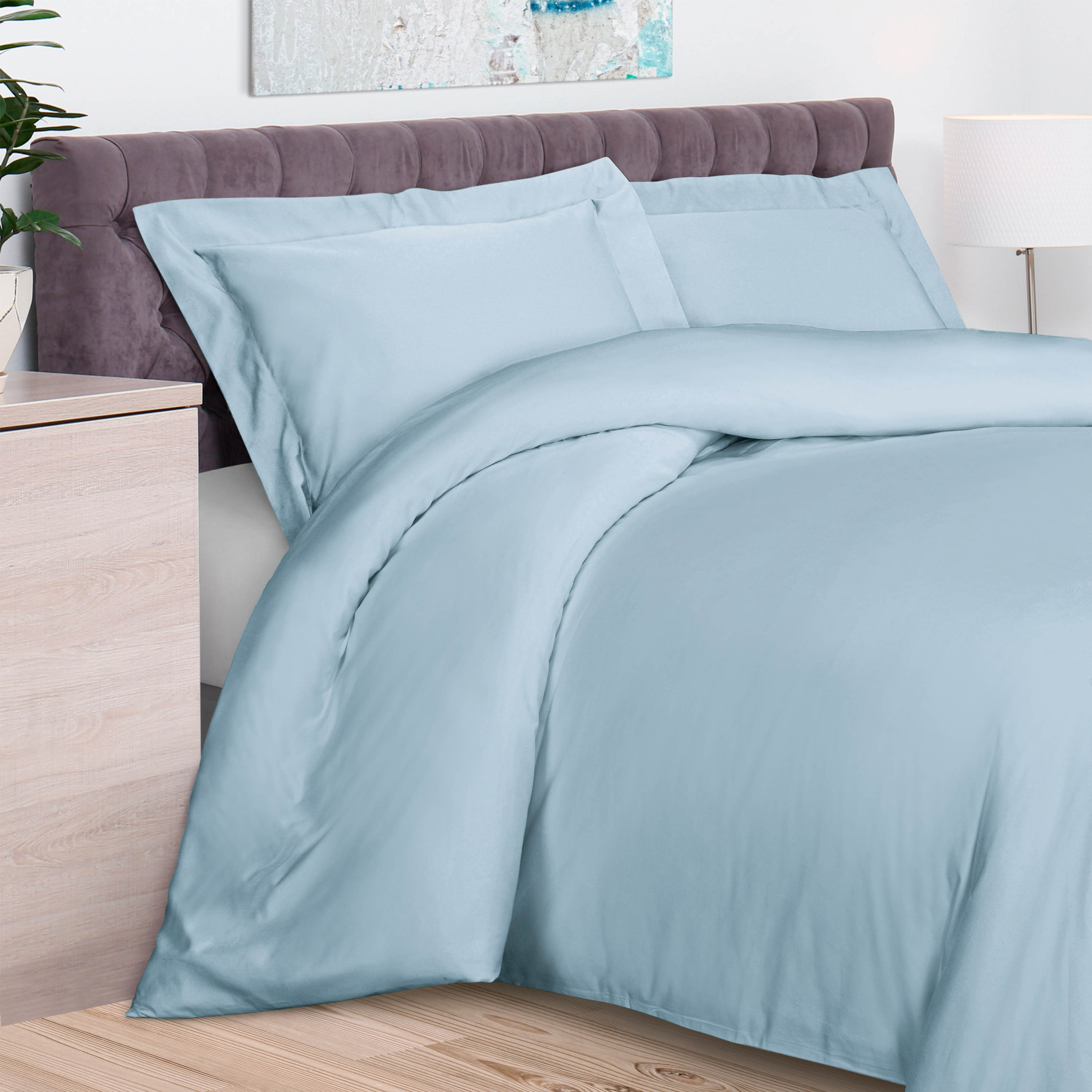 Rayon From Bamboo 300 Thread Count Solid Duvet Cover Set - Blue Nile Mills