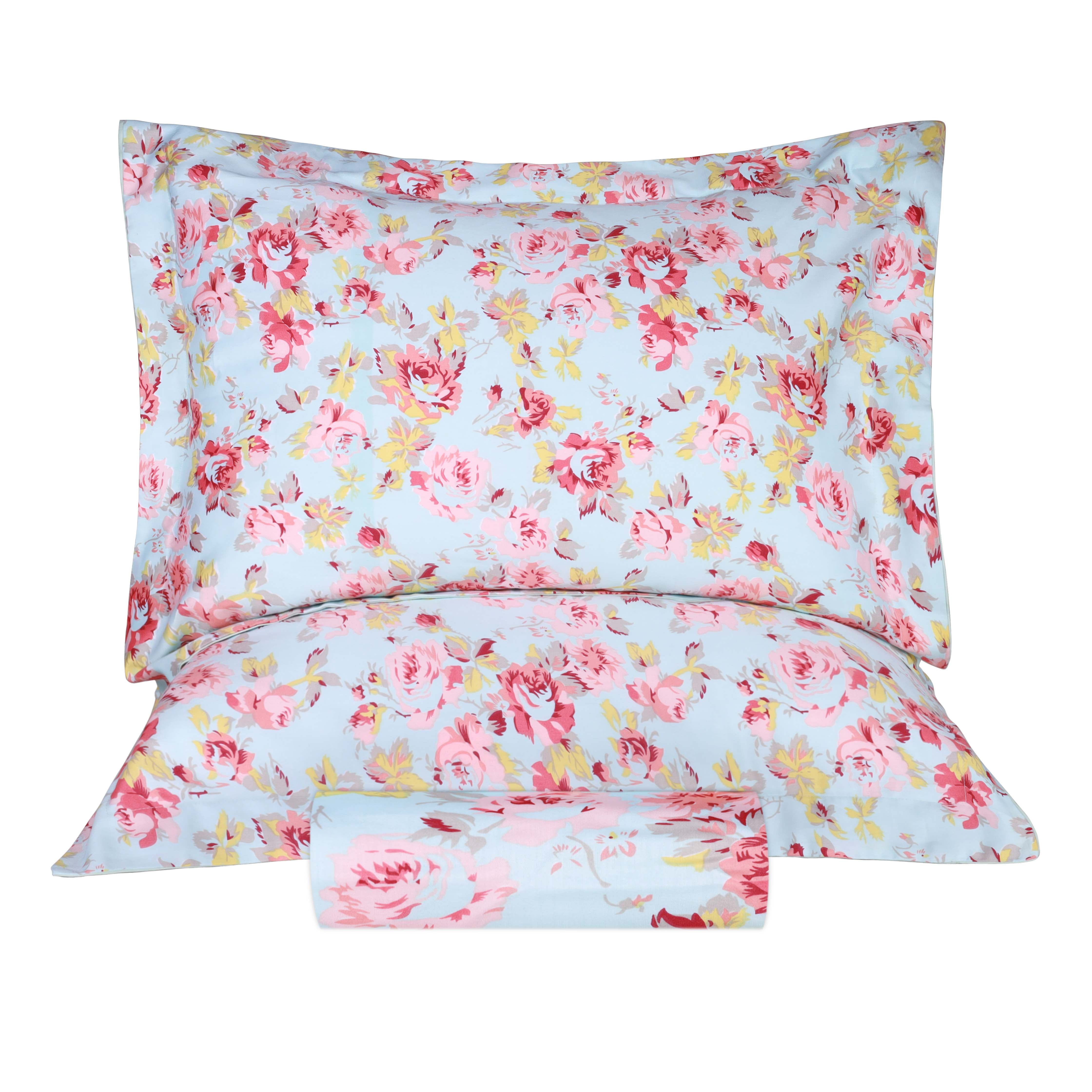 300 Thread Count Solid or Floral Cotton All Season Duvet Cover Set - Blue Nile Mills