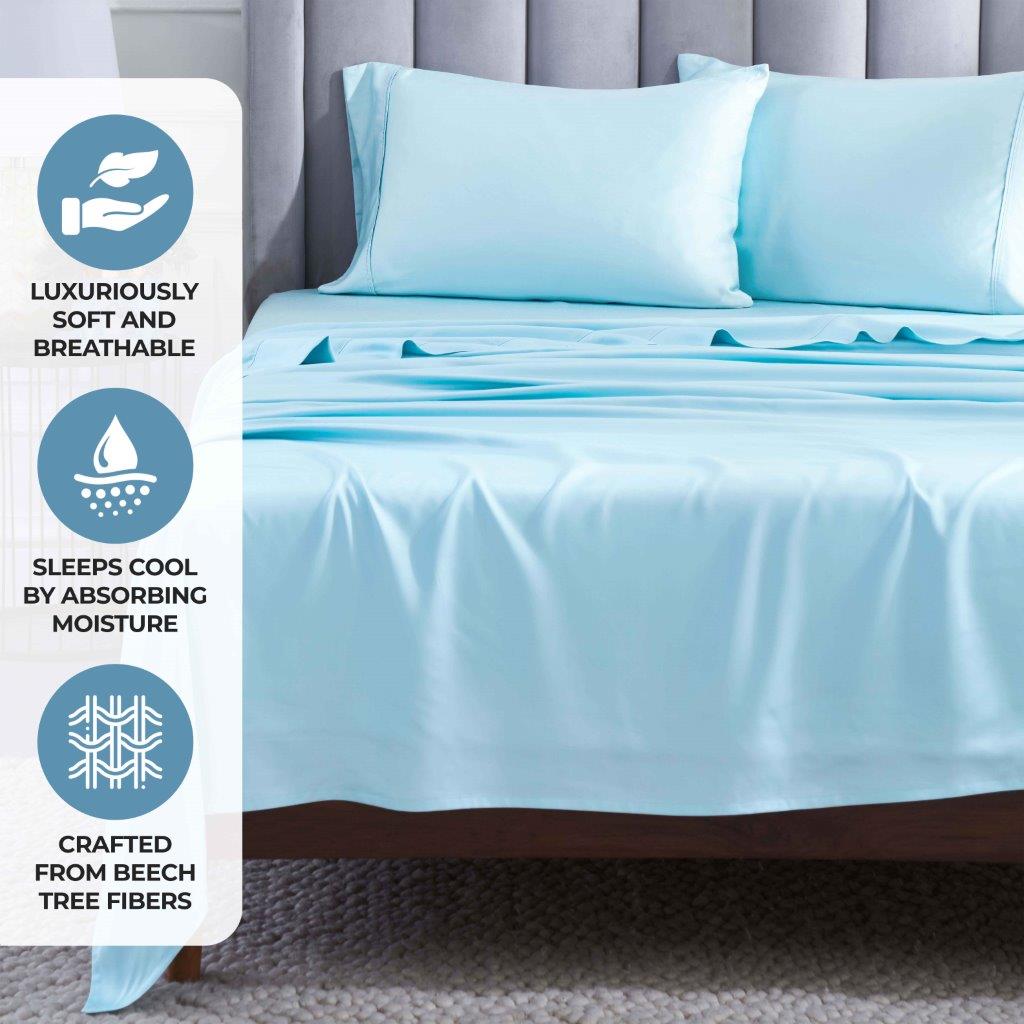 Modal From Beechwood 400 Thread Count Solid Deep Pocket Bed Sheet Set - Blue Nile Mills