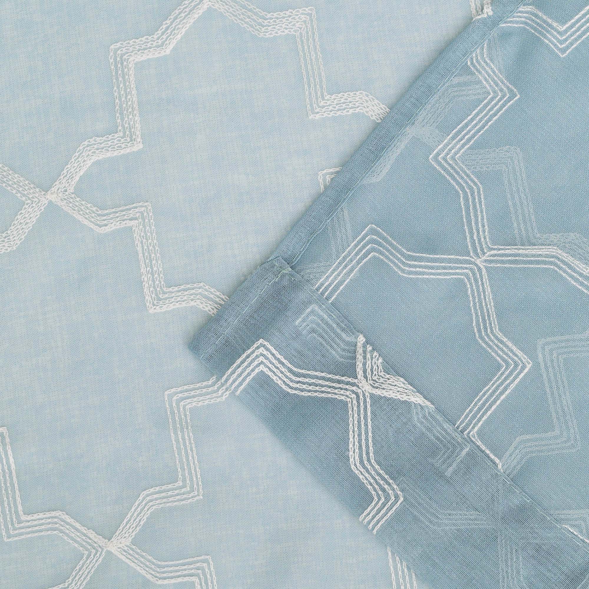 Embroidered Quatrefoil Semi Sheer 2 Piece Curtain Panel Set - Blue Nile Mills