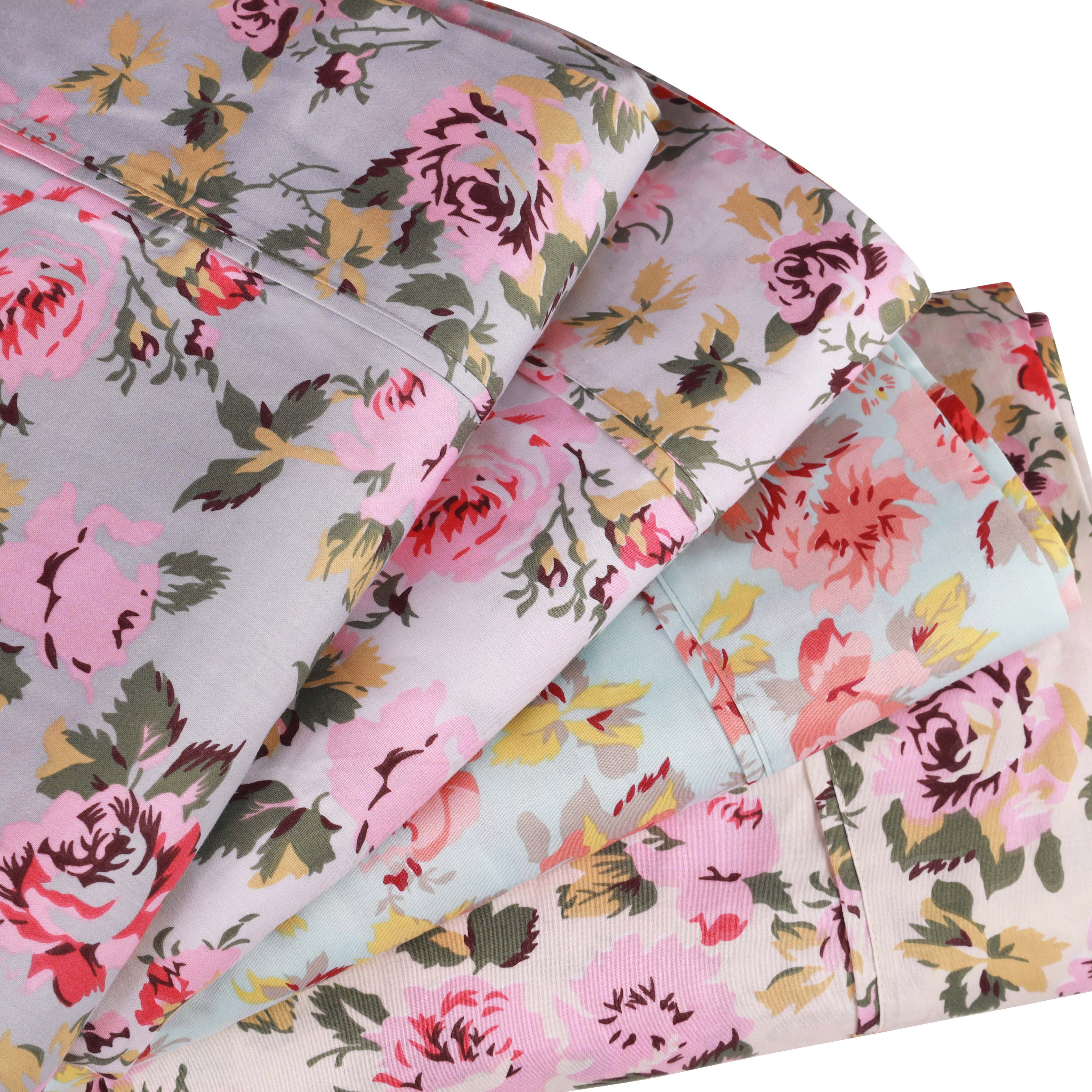 300 Thread Count Solid or Floral Cotton All Season Duvet Cover Set - Blue Nile Mills