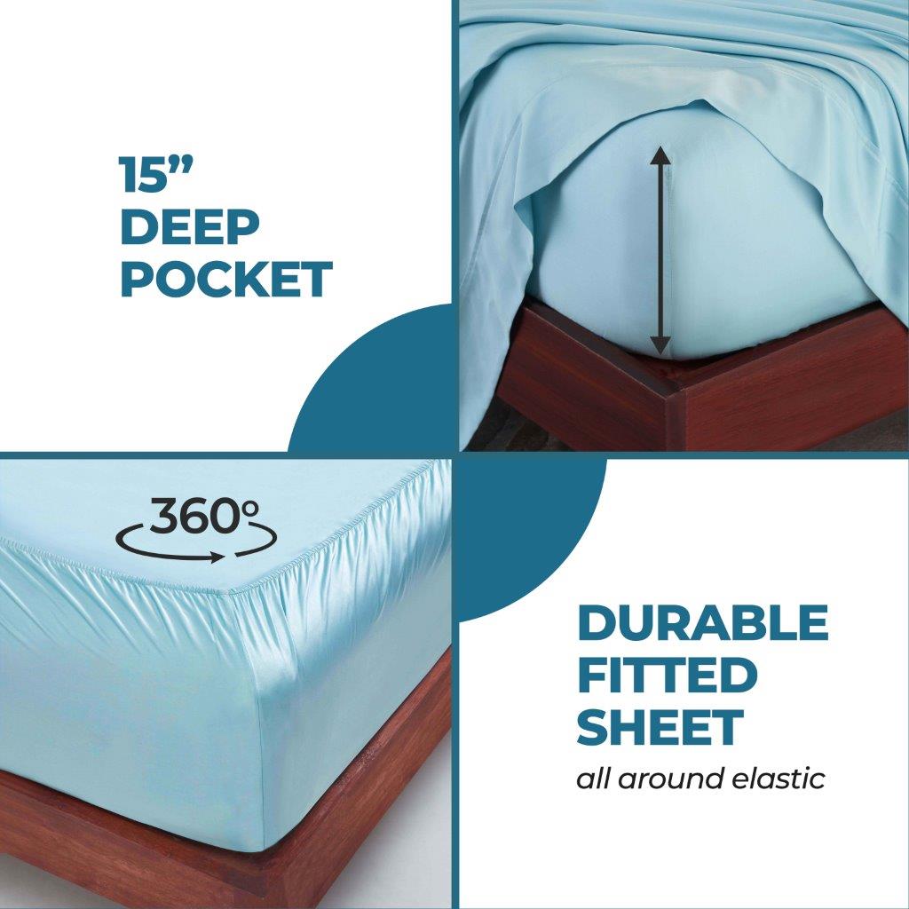 Modal From Beechwood 400 Thread Count Solid Deep Pocket Bed Sheet Set - Blue Nile Mills