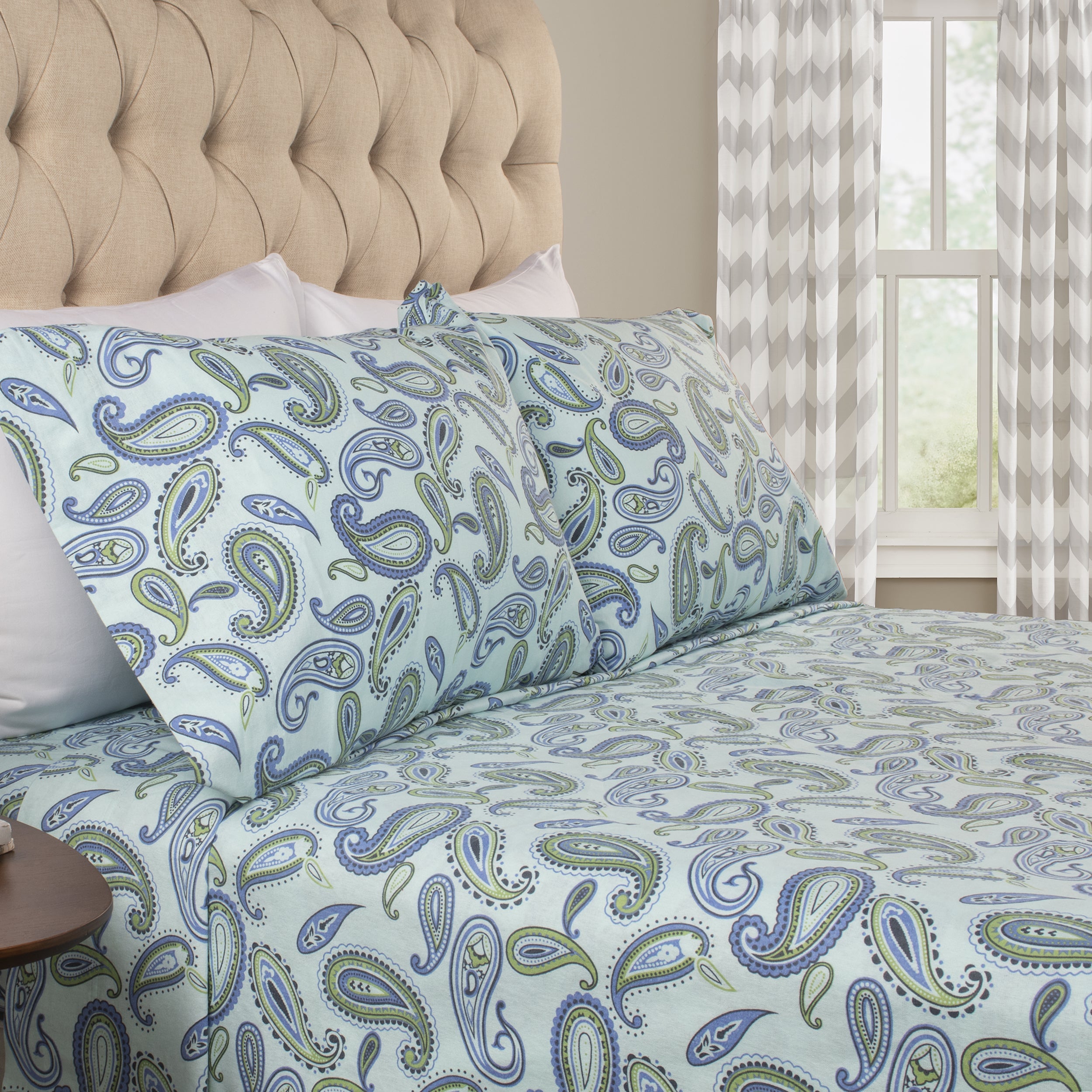 Flannel Cotton Floral Paisley Deep Pocket Bed Sheet Set - Blue Nile Mills