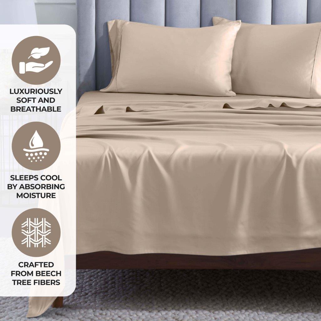 Modal From Beechwood 400 Thread Count Solid Deep Pocket Bed Sheet Set - Blue Nile Mills