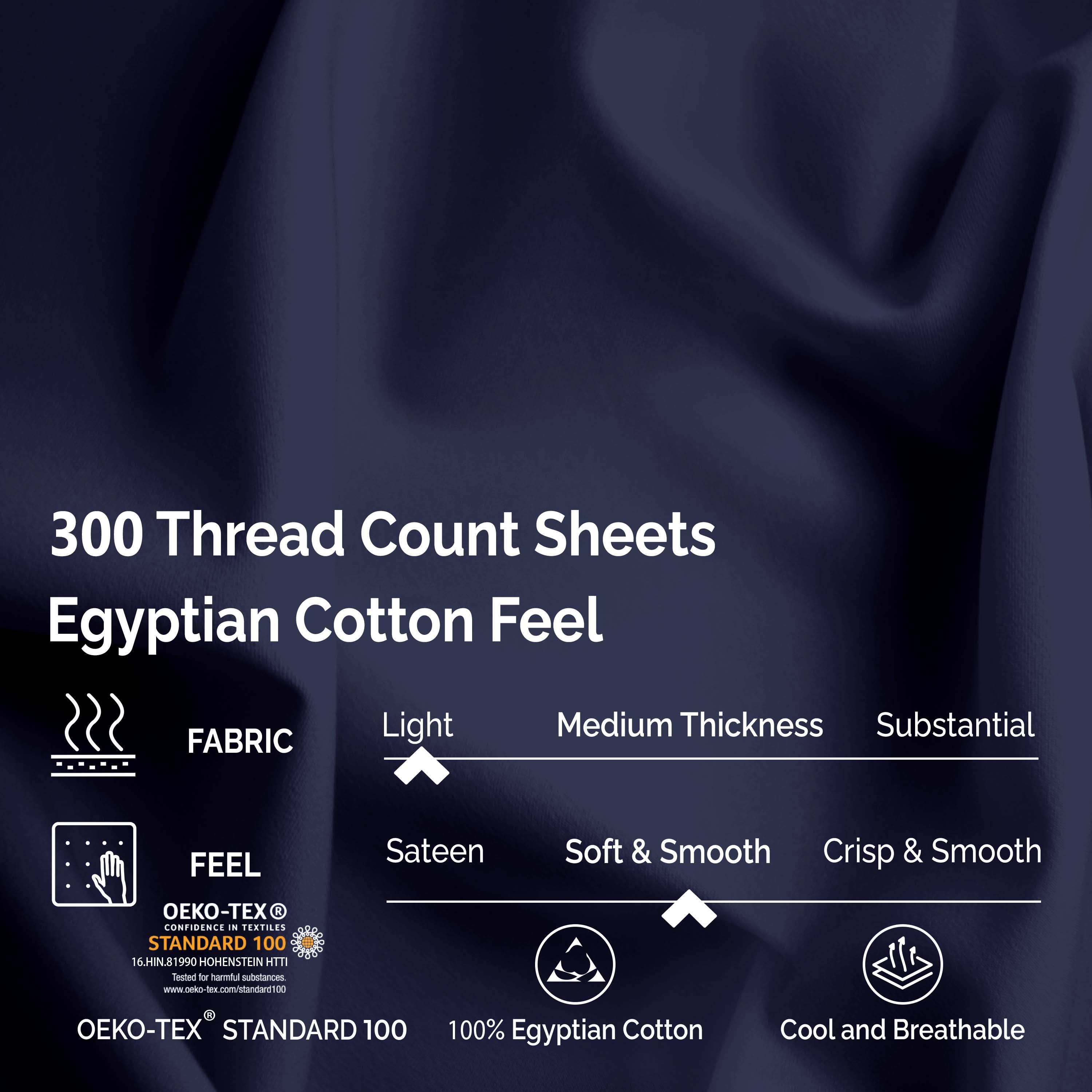Egyptian Cotton 300 Thread Count Solid Bed Sheet Set - Blue Nile Mills