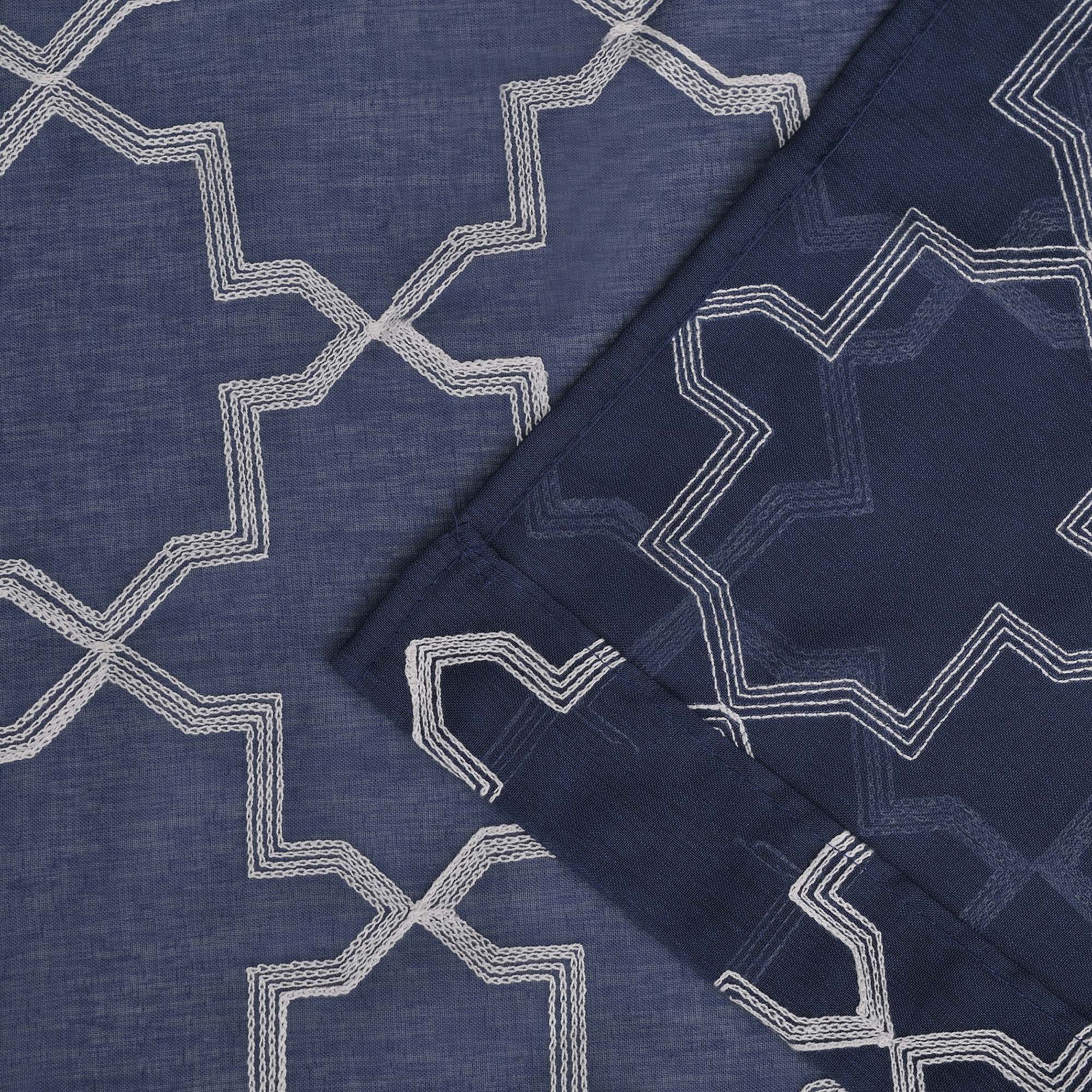 Embroidered Quatrefoil Semi Sheer 2 Piece Curtain Panel Set - Blue Nile Mills
