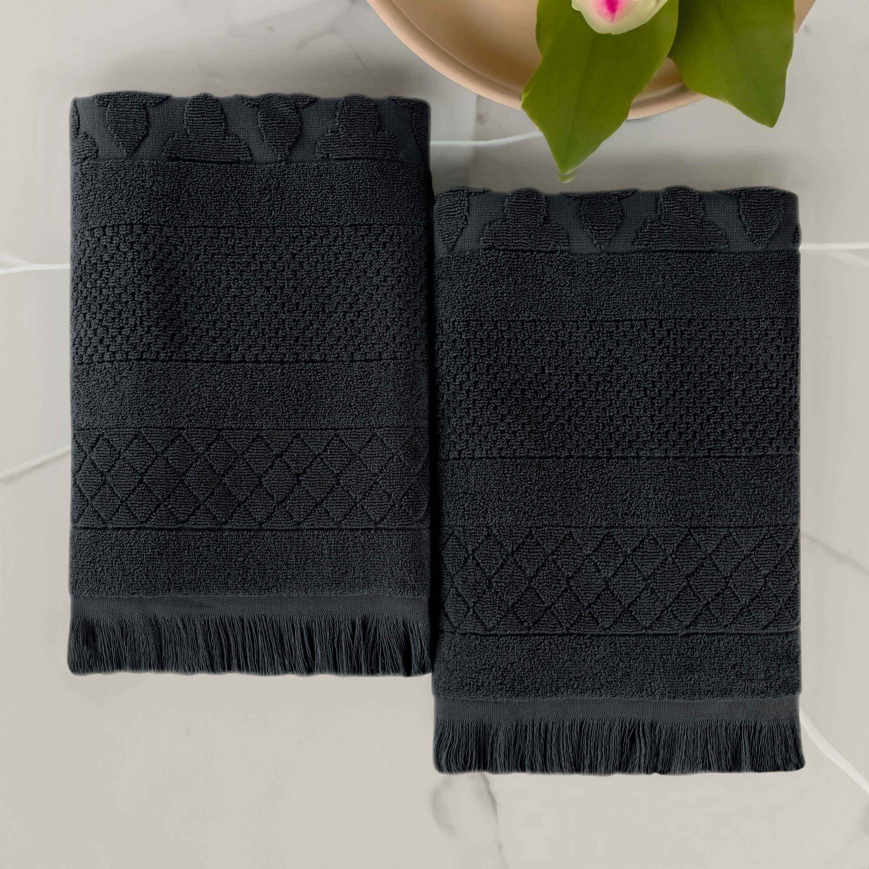 Rolla Cotton Geometric Jacquard Plush Absorbent Bath Sheet Set of 2 - Blue Nile Mills