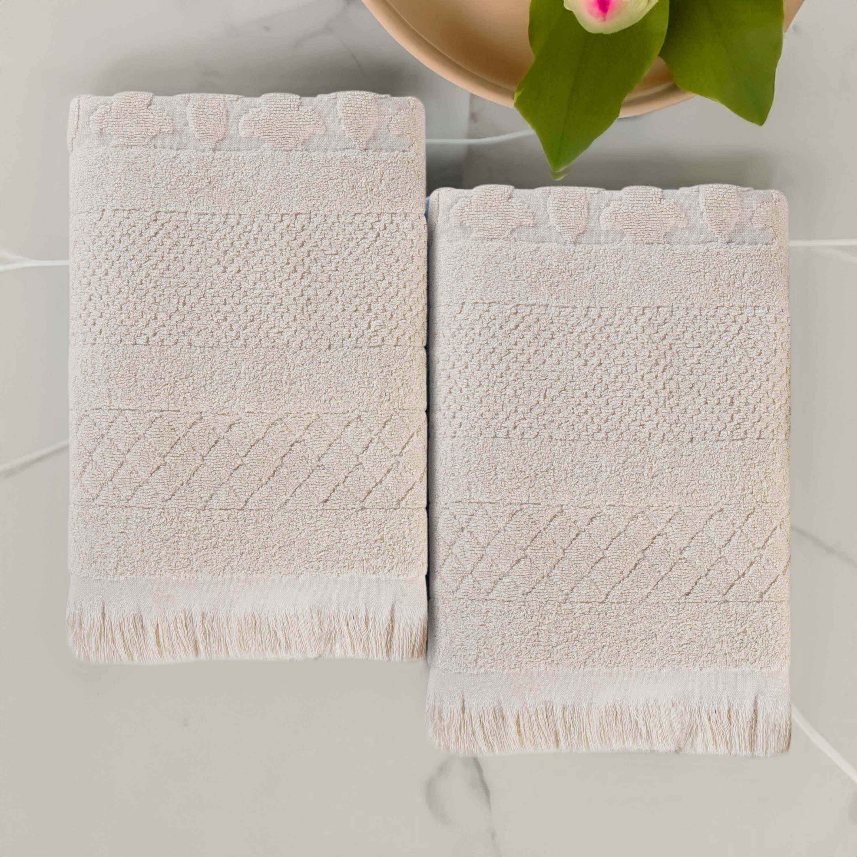 Rolla Cotton Geometric Jacquard Plush Absorbent Bath Sheet Set of 2 - Blue Nile Mills