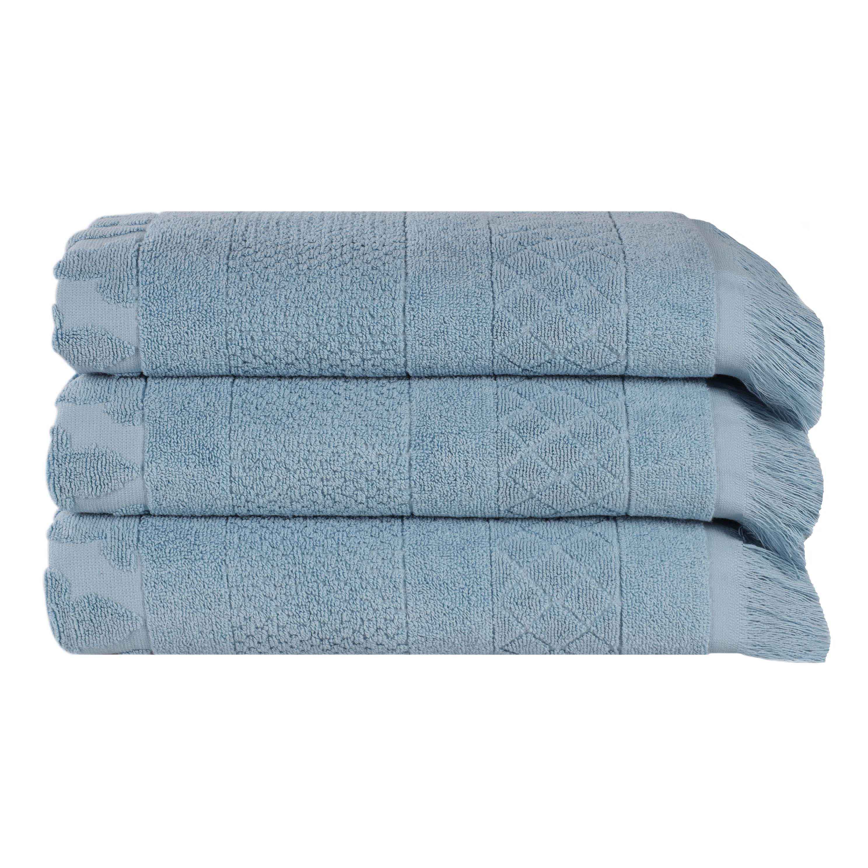 Rolla Cotton Geometric Jacquard Plush Absorbent Bath Towel Set of 3 - Blue Nile Mills