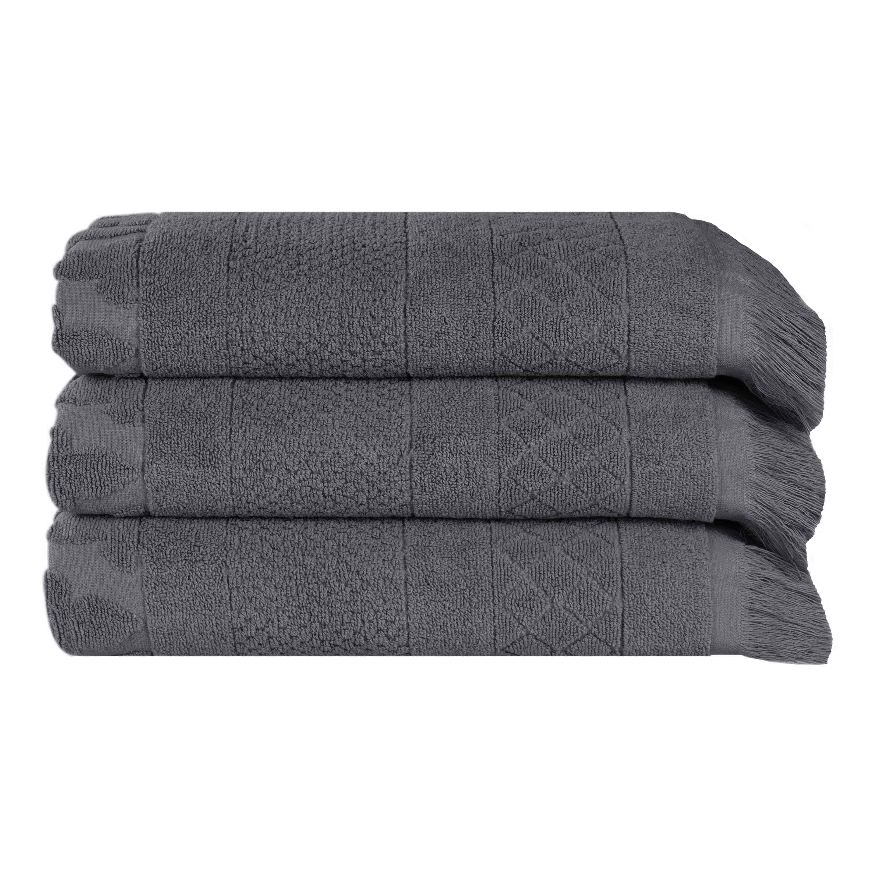 Rolla Cotton Geometric Jacquard Plush Absorbent Bath Towel Set of 3 - Blue Nile Mills