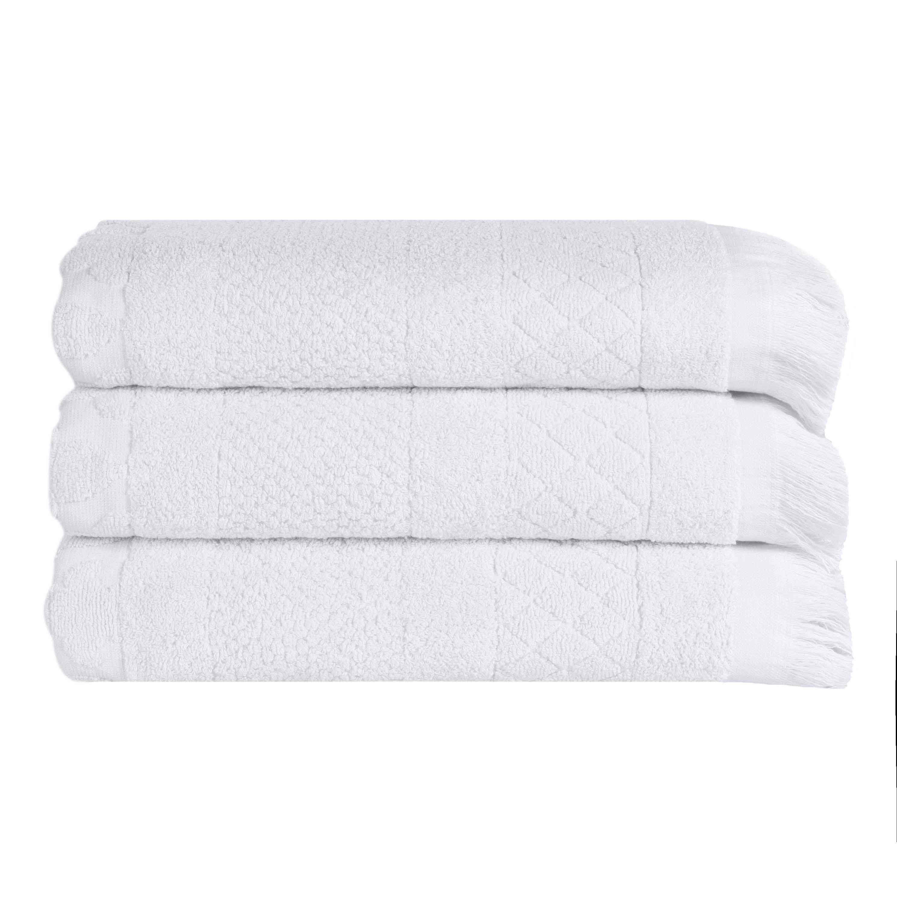 Rolla Cotton Geometric Jacquard Plush Absorbent Bath Towel Set of 3 - Blue Nile Mills