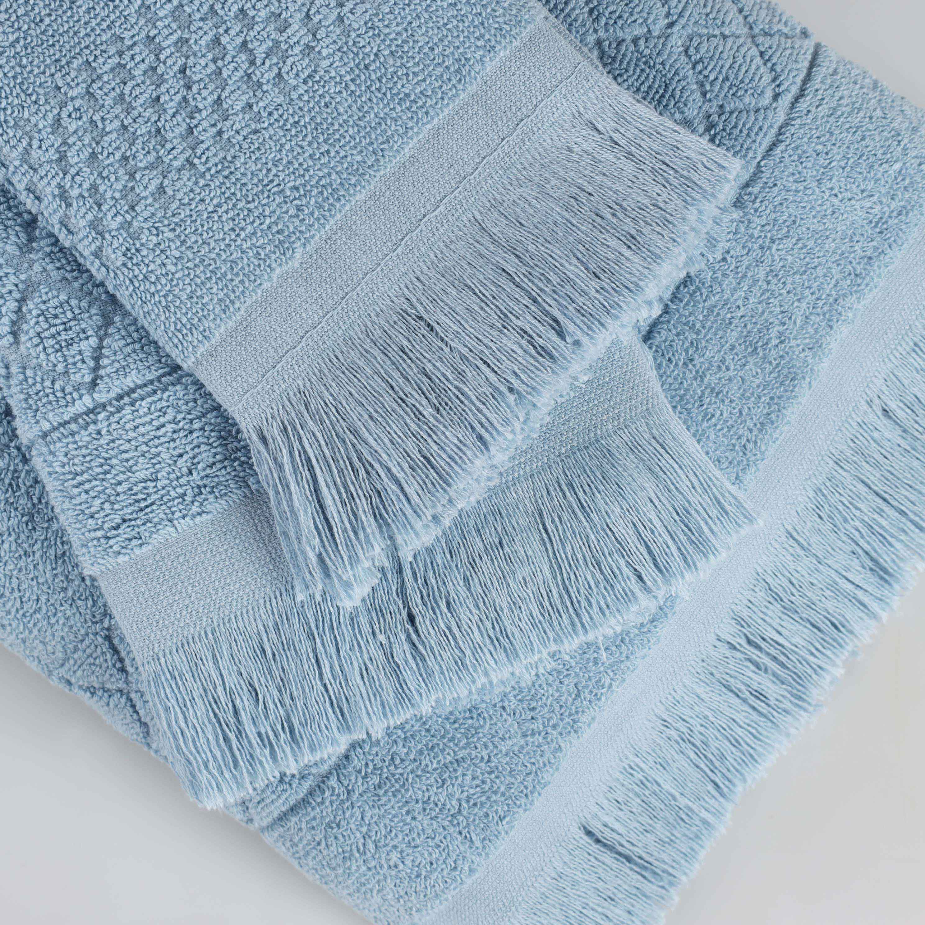 Rolla Cotton Geometric Jacquard Plush Soft Absorbent 9 Piece Towel Set - Blue Nile Mills
