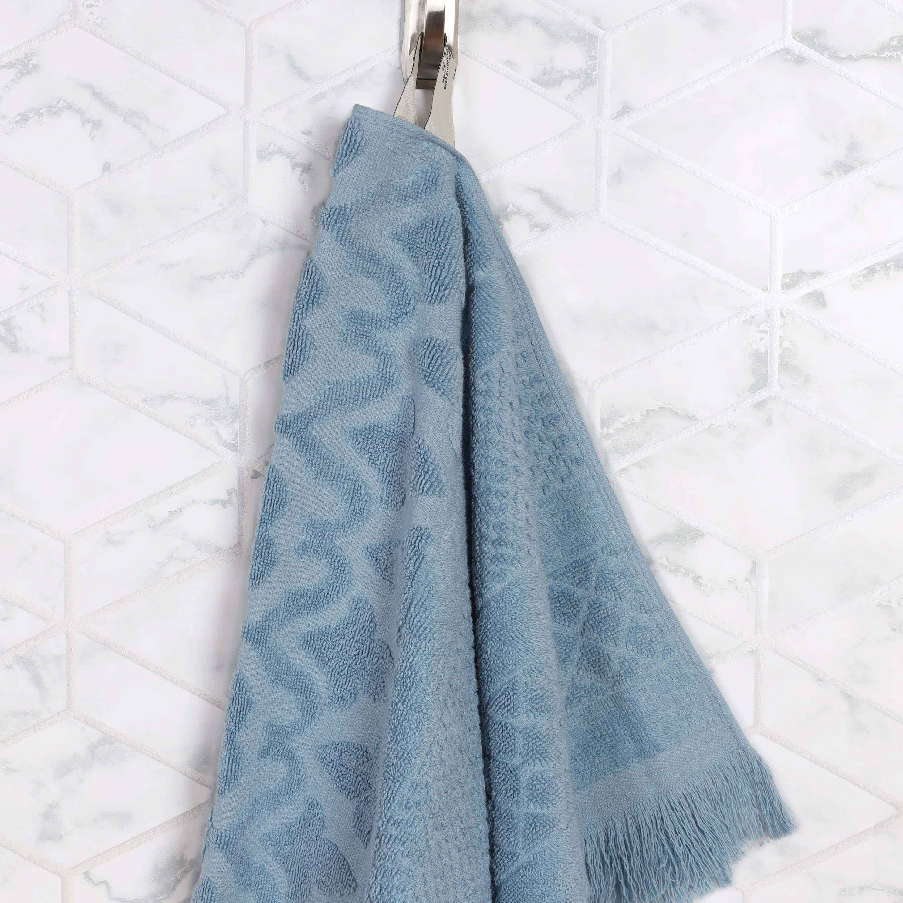 Rolla Cotton Geometric Jacquard Plush Soft Absorbent 12 Piece Towel Set - Blue Nile Mills