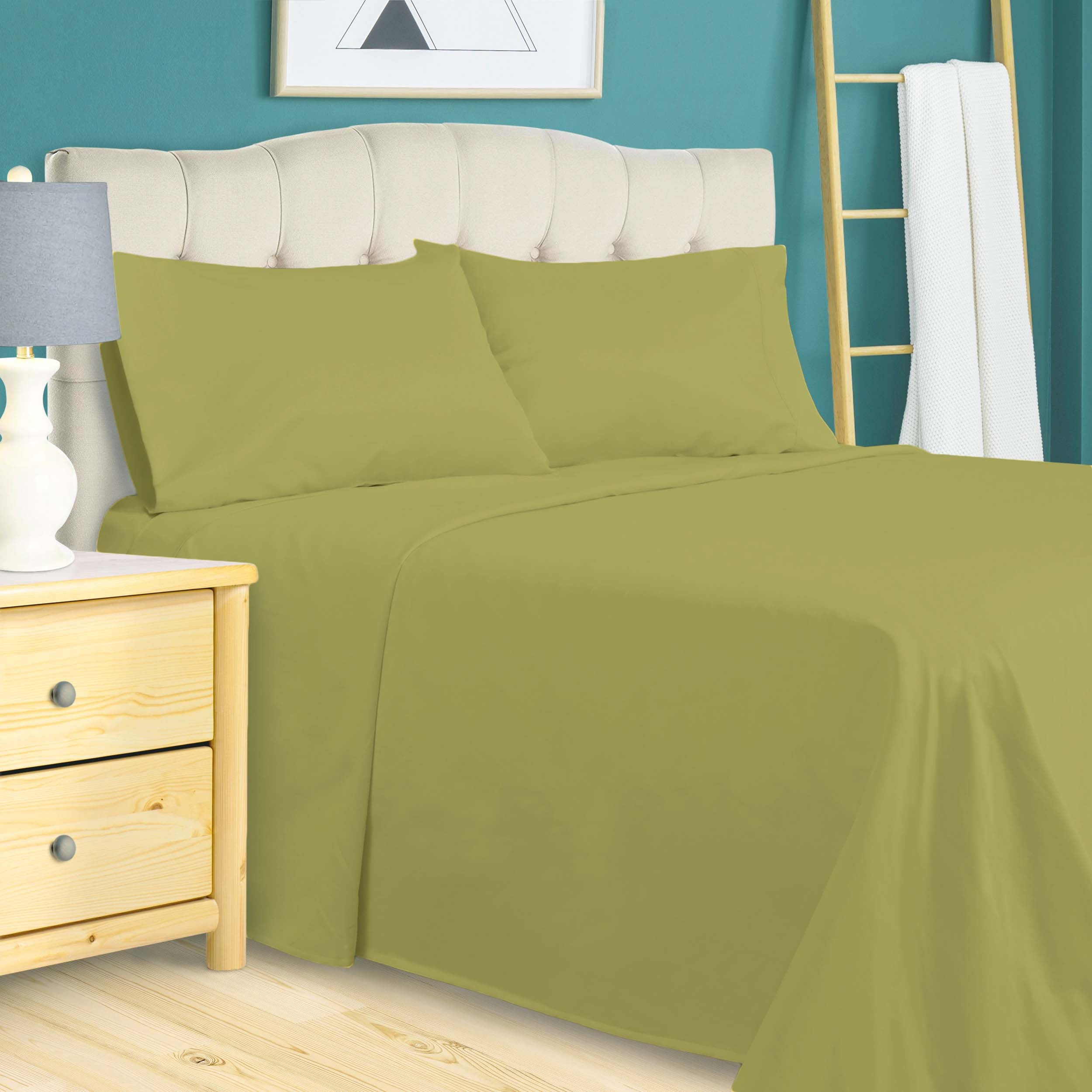 300 Thread Count Cotton Vintage Solid Or Floral Bellflower Sheet Set - Blue Nile Mills