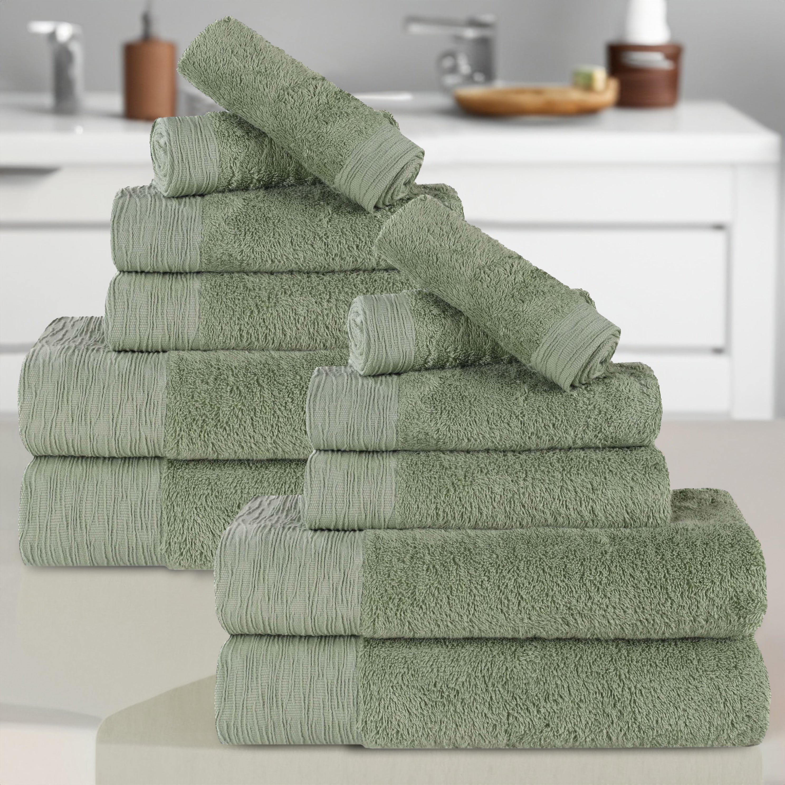 Rayon from Bamboo Eco-Friendly Fluffy Soft Solid 12 Piece Towel Set - Blue Nile Mills