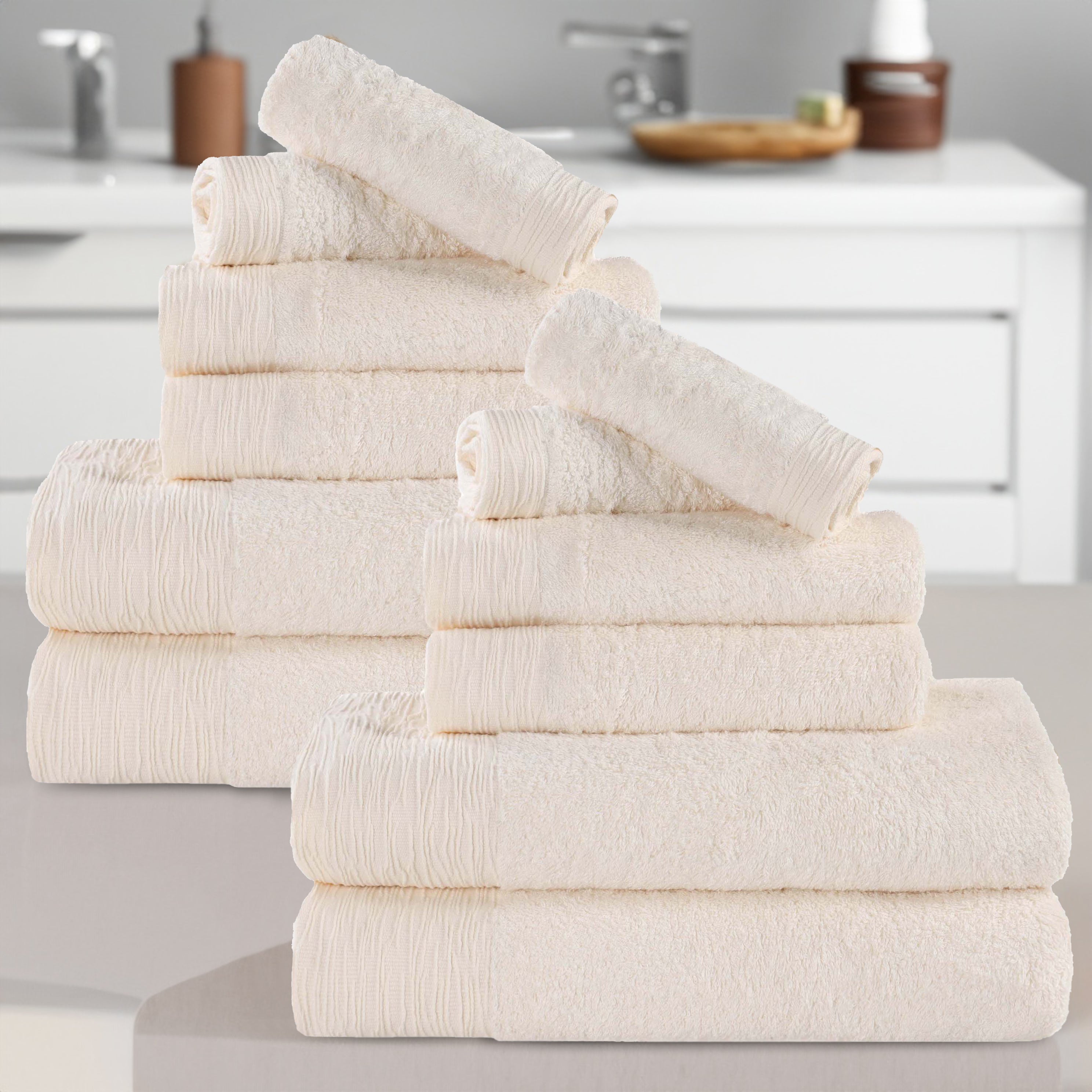 Rayon from Bamboo Eco-Friendly Fluffy Soft Solid 12 Piece Towel Set - Blue Nile Mills
